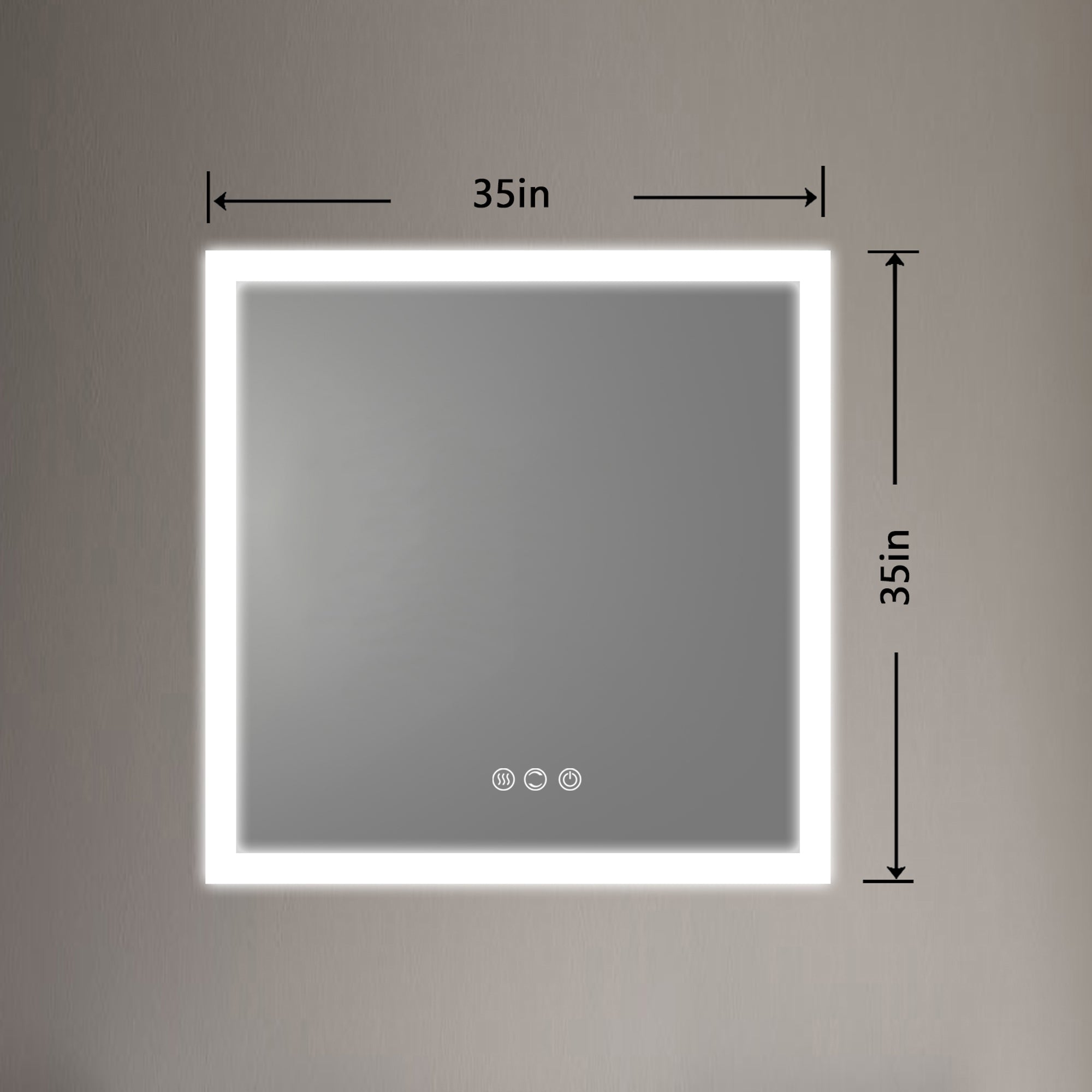 35 in. W x 35 in. H  Aluminium and Glass LED Bathroom Mirror with Defogger