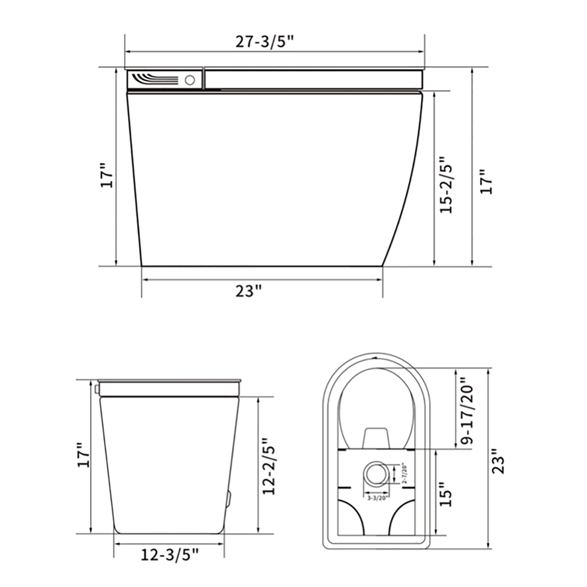 Smart Toilet with Auto Flush and Heated Seat and Remote Control Ceramic Elongated Toilet