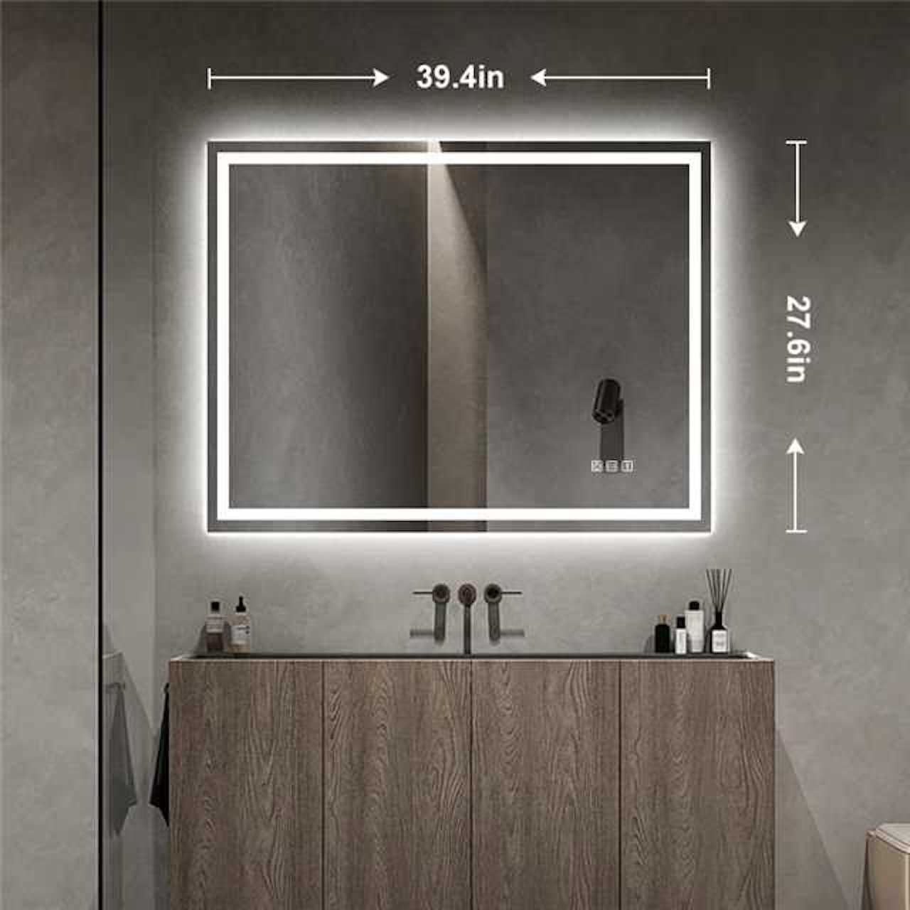 24 in. W x 35 in. H Large Oval Frameless Wall-Mount Anti-Fog LED Light Bathroom Vanity Mirror