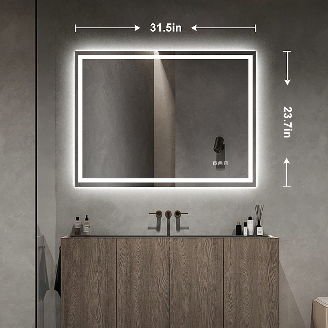 24 in. W x 35 in. H Large Oval Frameless Wall-Mount Anti-Fog LED Light Bathroom Vanity Mirror