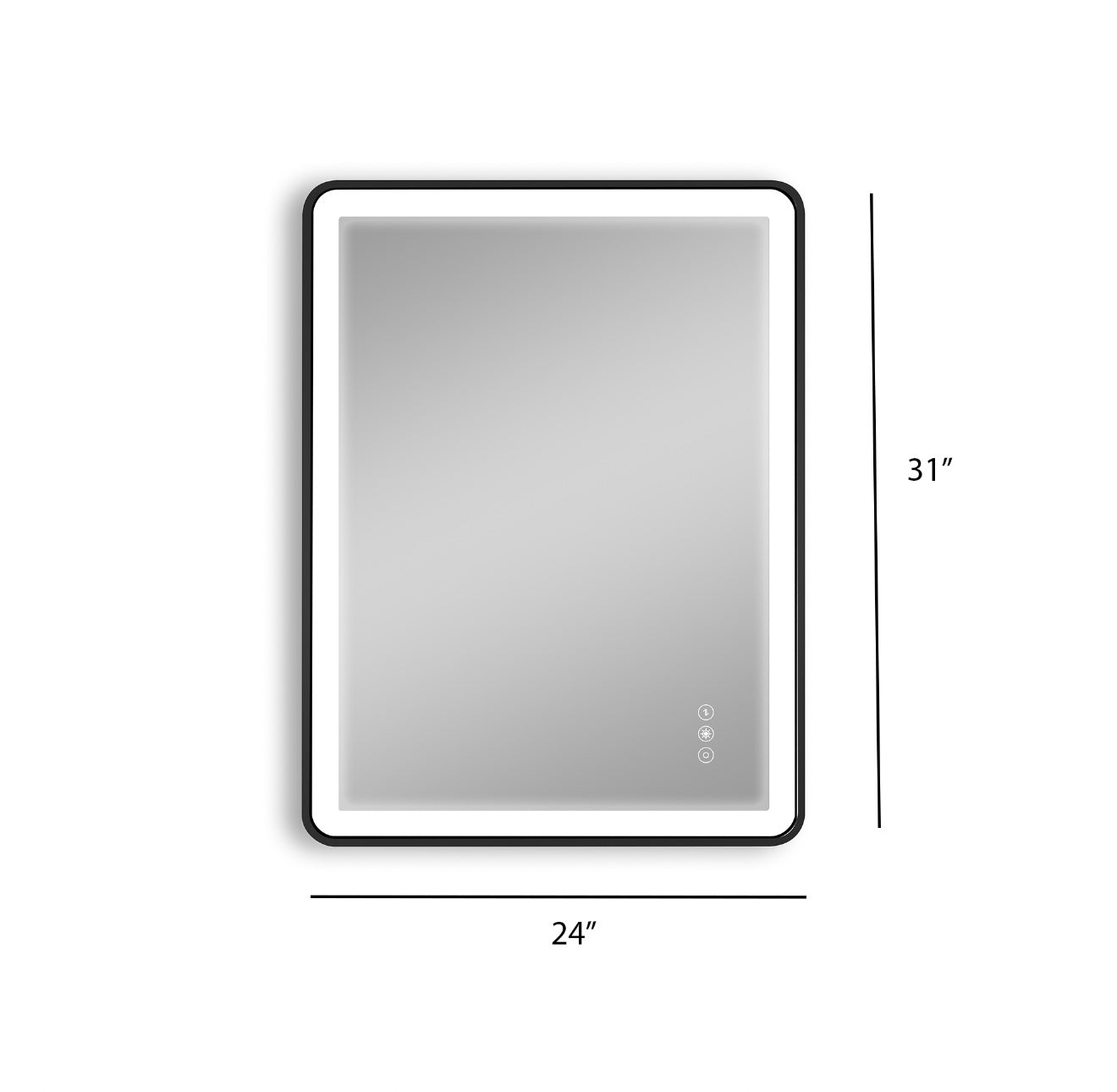 24" x 32" Black Framed Copper-free Touch Switch Anti-Fog Dimmable LED Bathroom Vanity Mirror