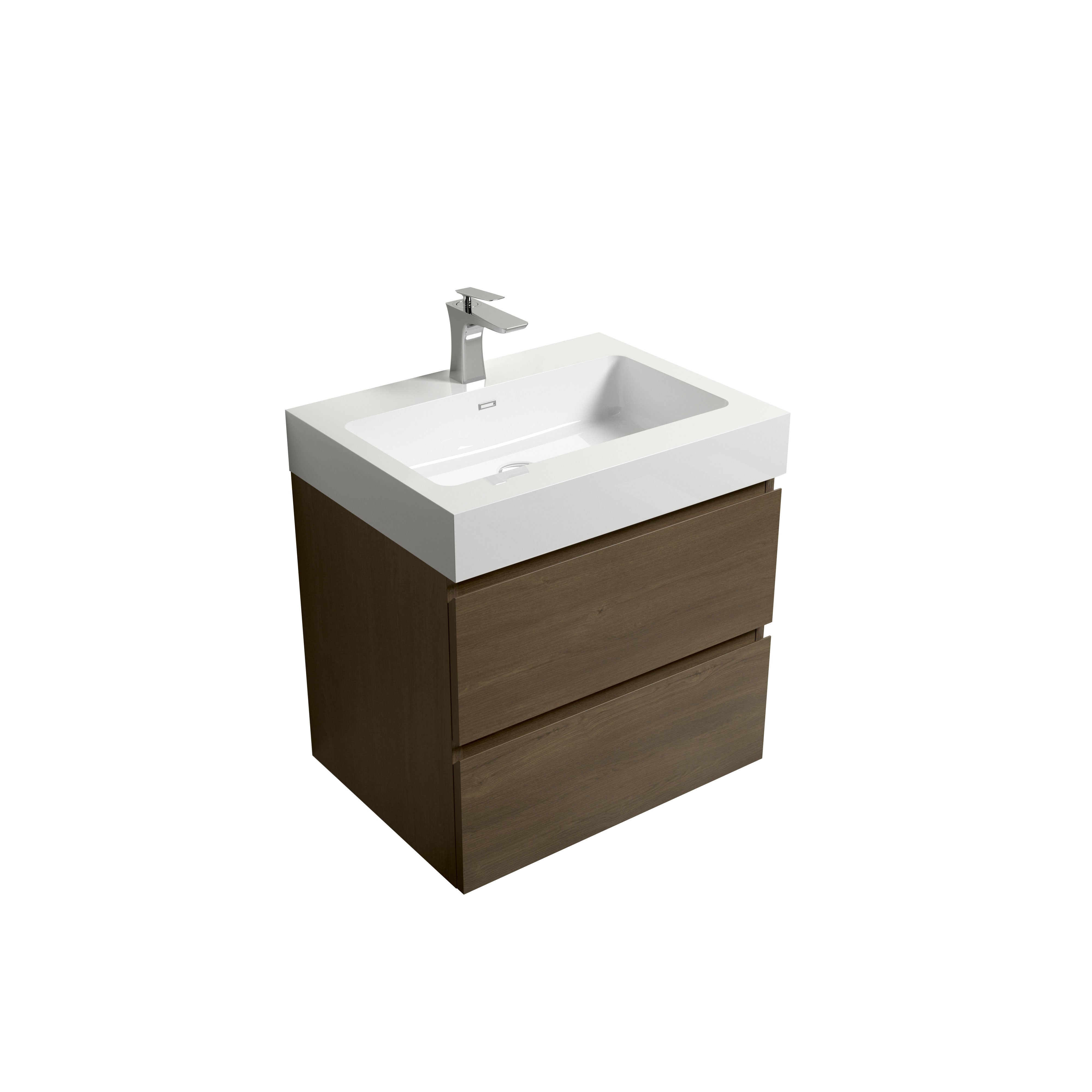 Wall-Mounted Bathroom Vanity Set with Drawer and Solid surface Sink