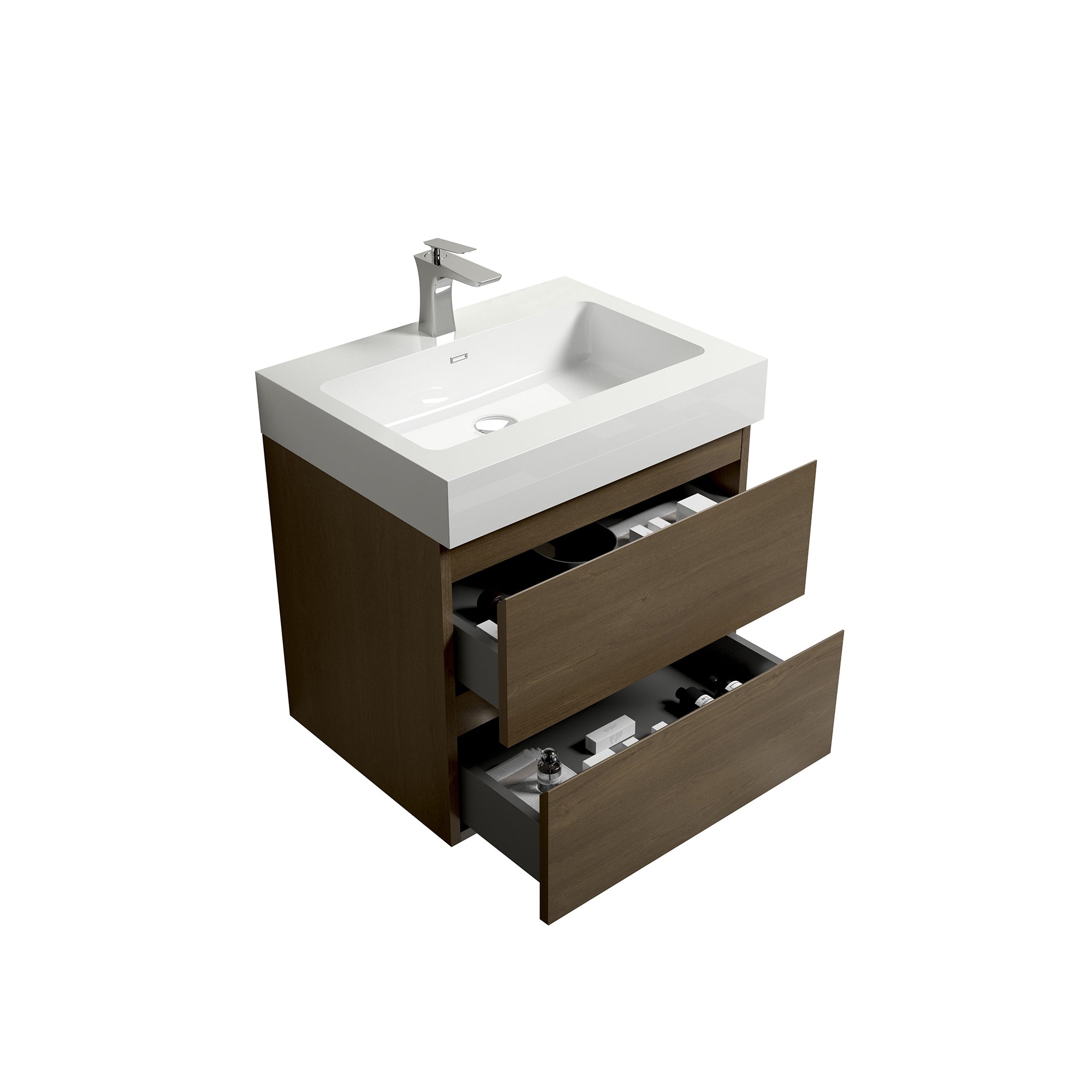 Wall-Mounted Bathroom Vanity Set with Drawer and Solid surface Sink