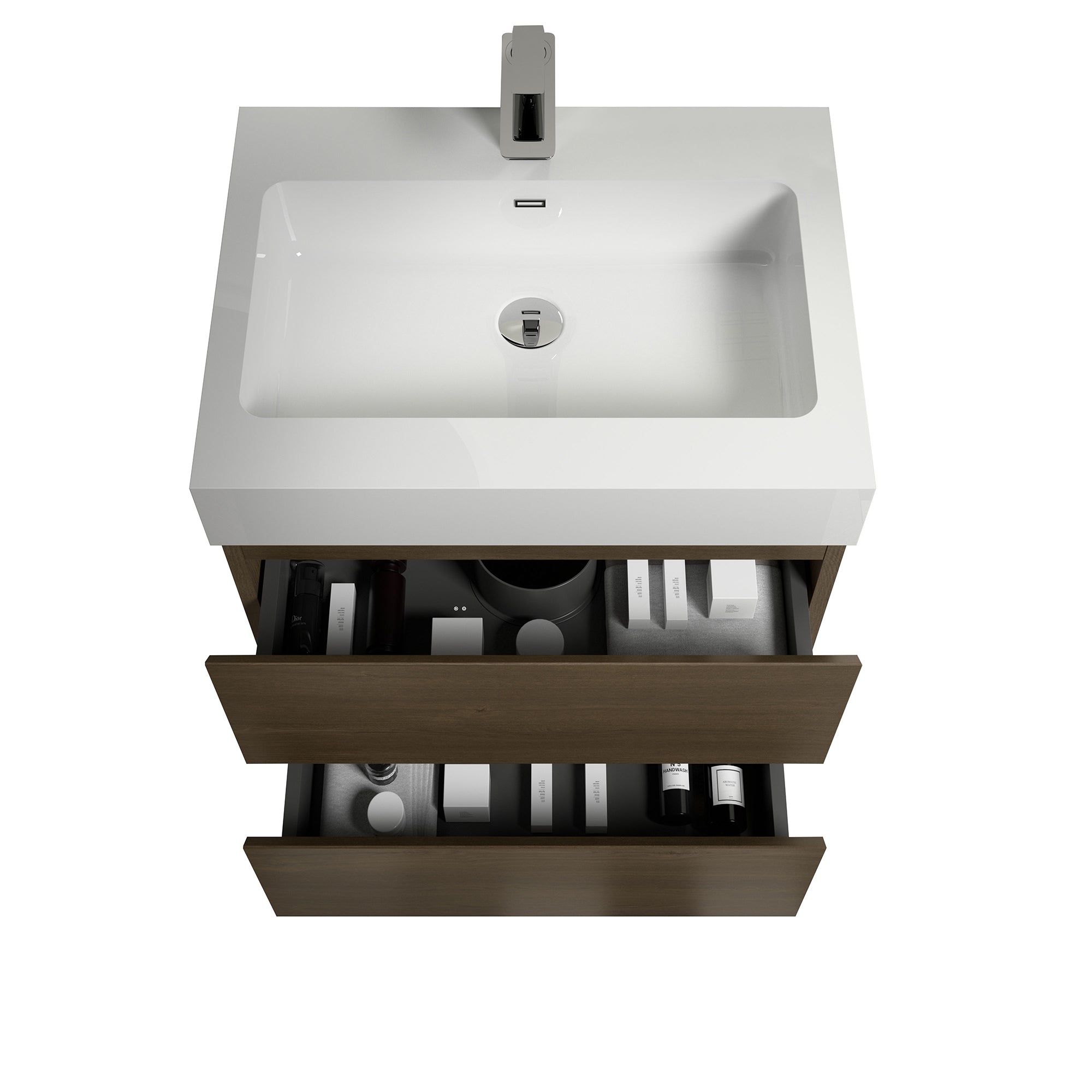 Wall-Mounted Bathroom Vanity Set with Drawer and Solid surface Sink