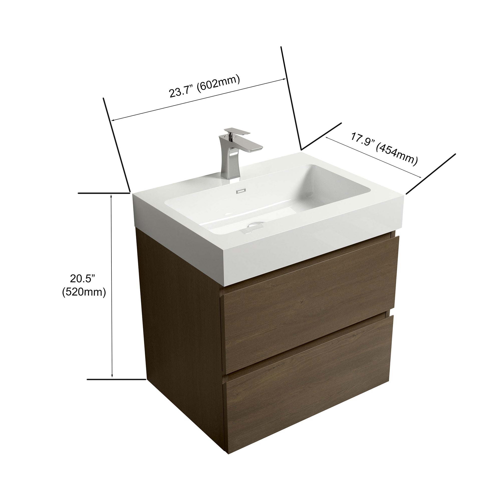 Wall-Mounted Bathroom Vanity Set with Drawer and Solid surface Sink