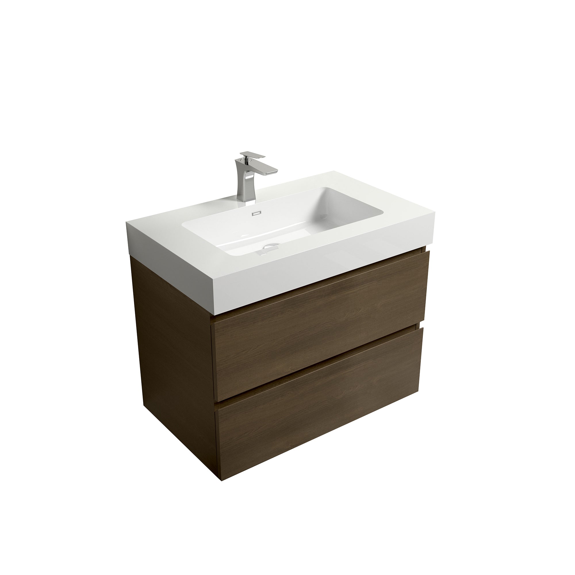 Wall-Mounted Bathroom Vanity Set with Drawer and Solid surface Sink