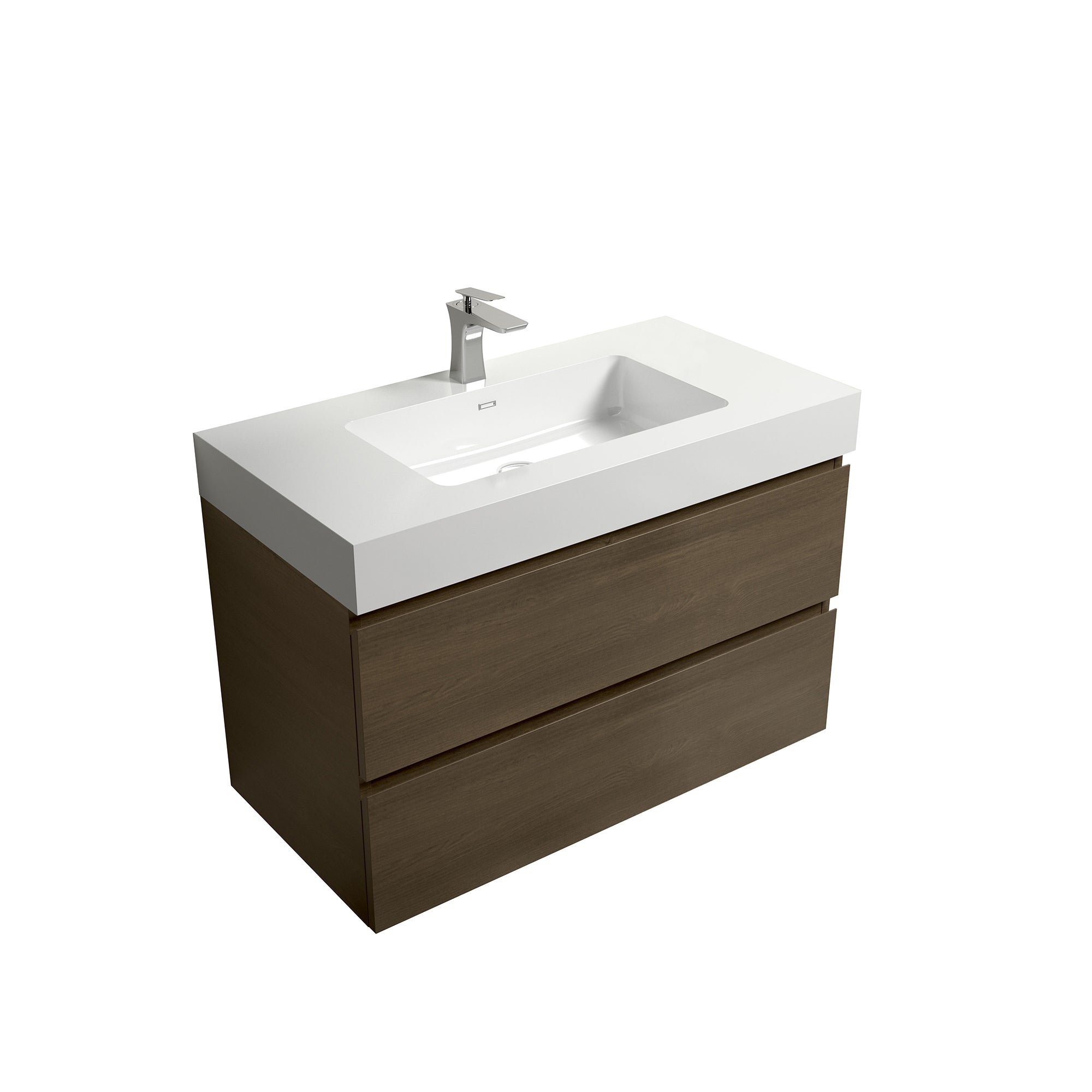 Wall-Mounted Bathroom Vanity Set with Drawer and Solid surface Sink