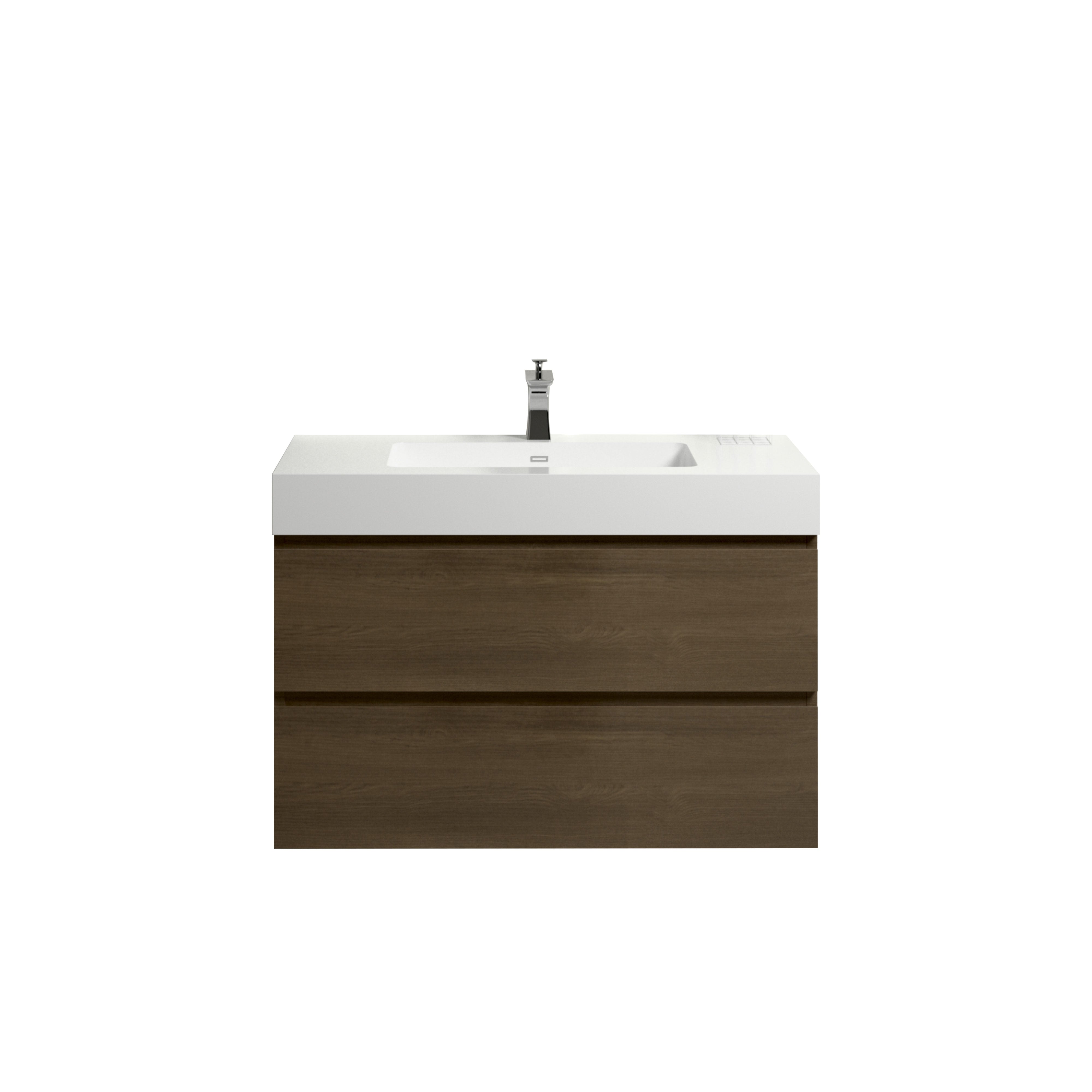 Wall-Mounted Bathroom Vanity Set with Drawer and Solid surface Sink