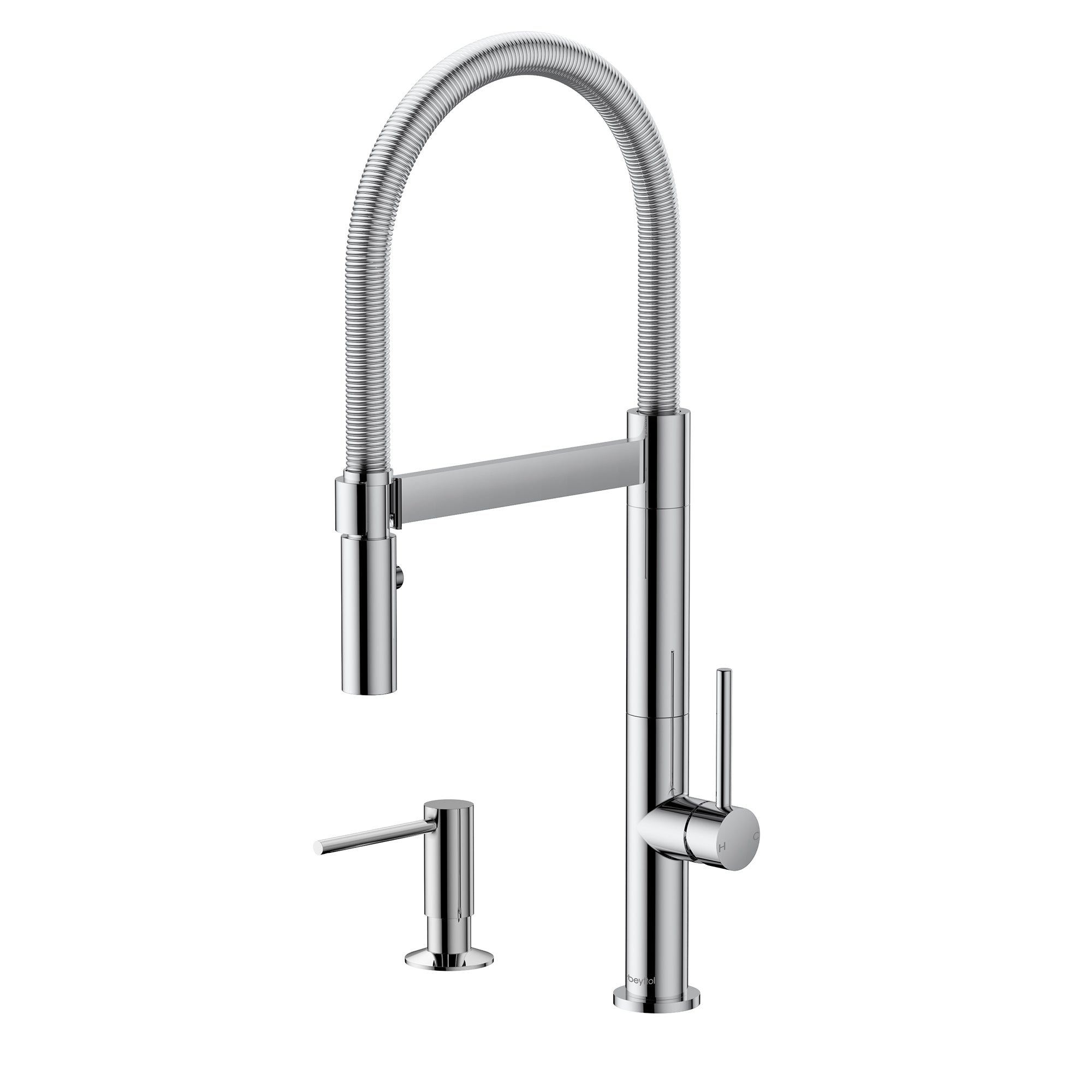 Single Handle Deck Mounted High Arc Brass Kitchen Faucet with Soap Dispenser