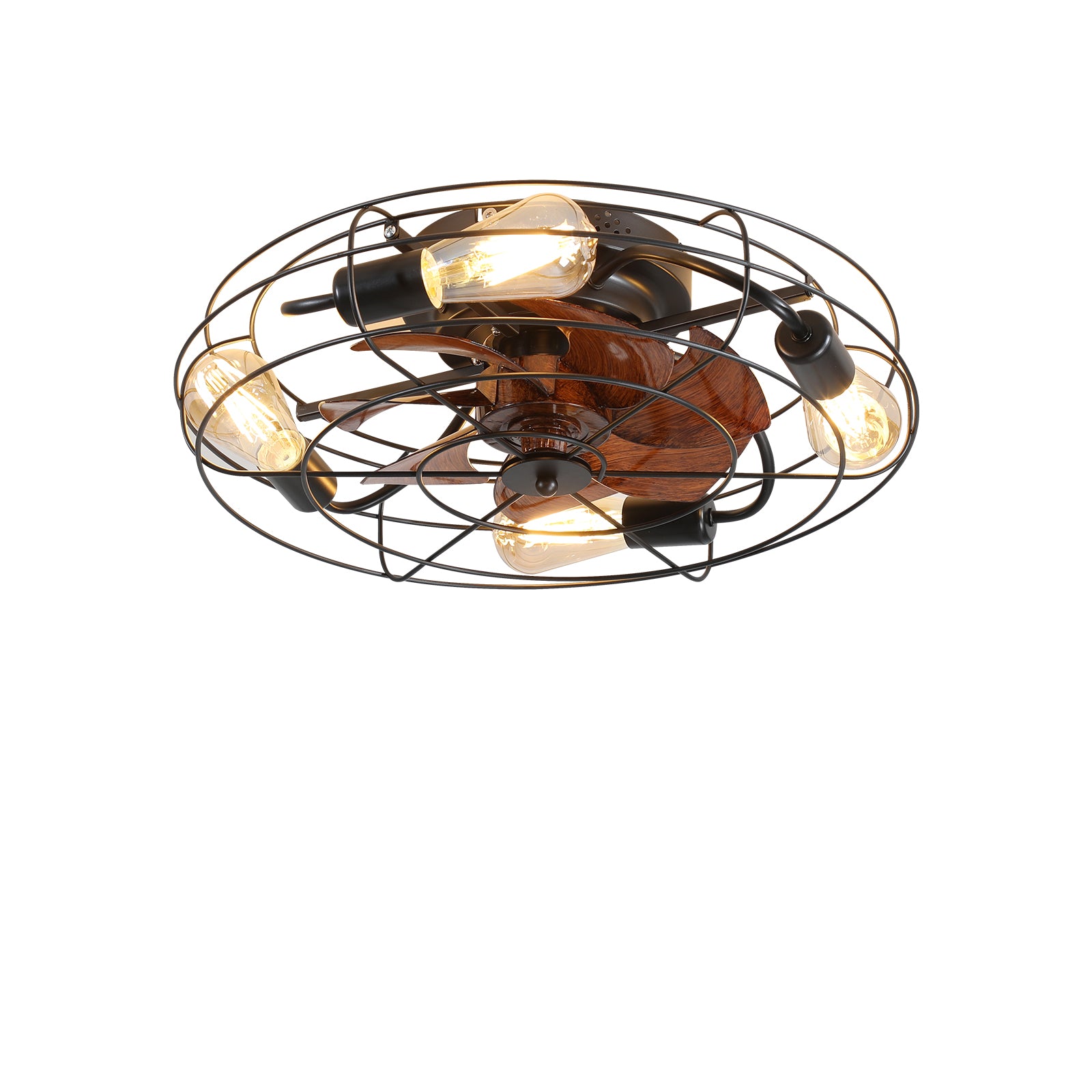 20 in. W x 6 in. H Iron Ceiling Fan in Black with LED Lights