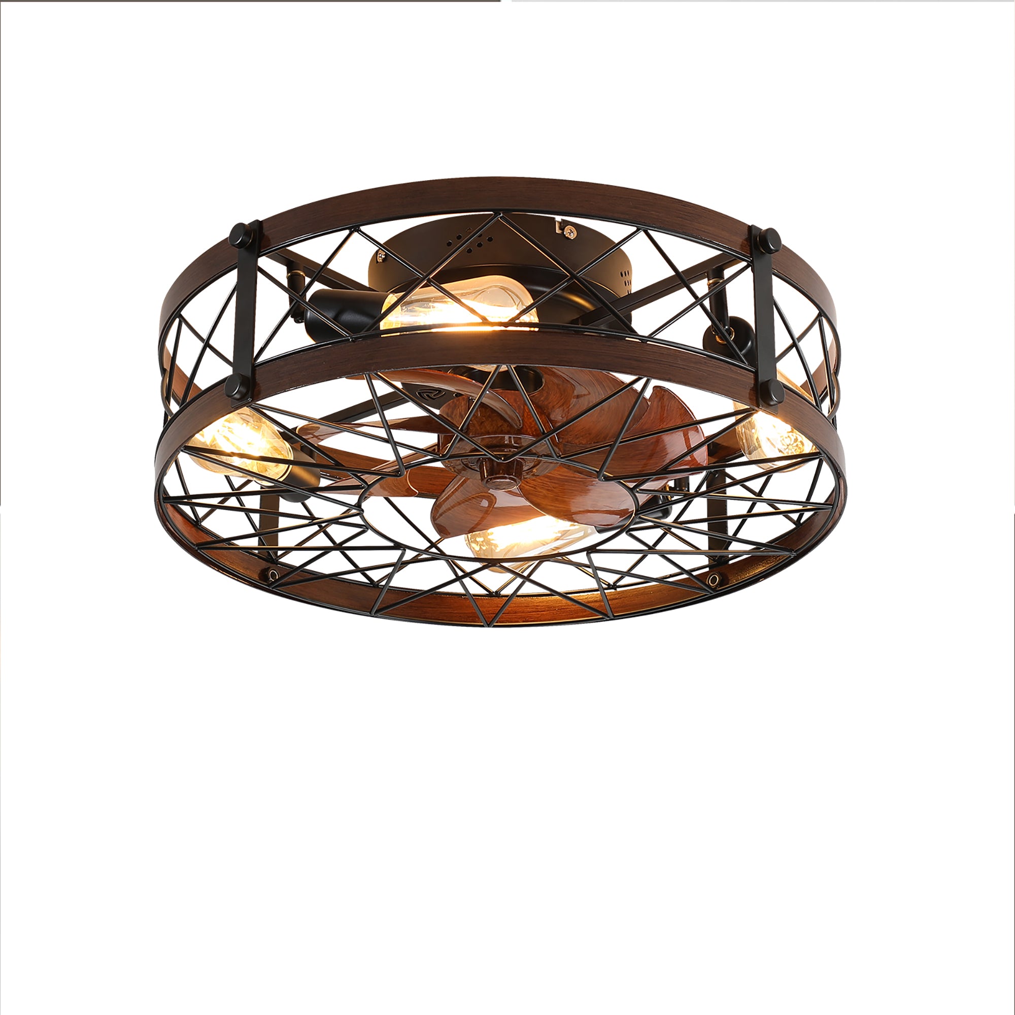 20 in. W x 6 in. H Iron Ceiling Fan in Black with LED Lights