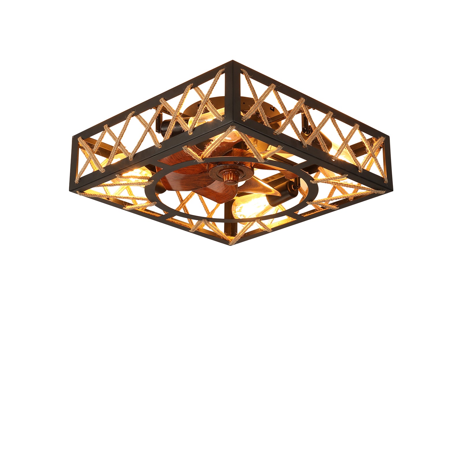 20 in. W x 6 in. H Iron Ceiling Fan in Black with LED Lights