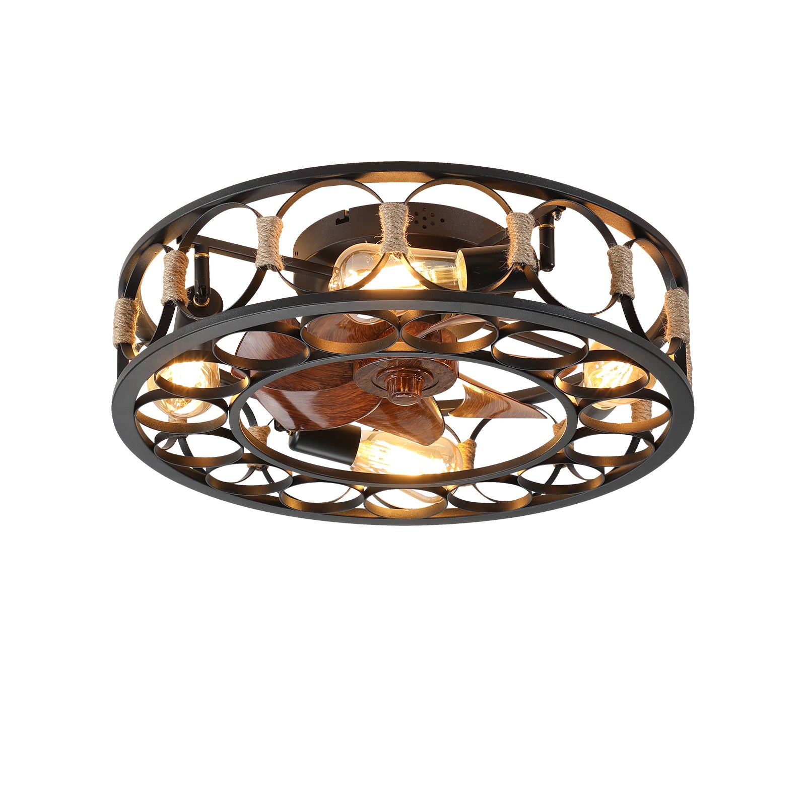20 in. W x 6 in. H Iron Ceiling Fan in Black with LED Lights