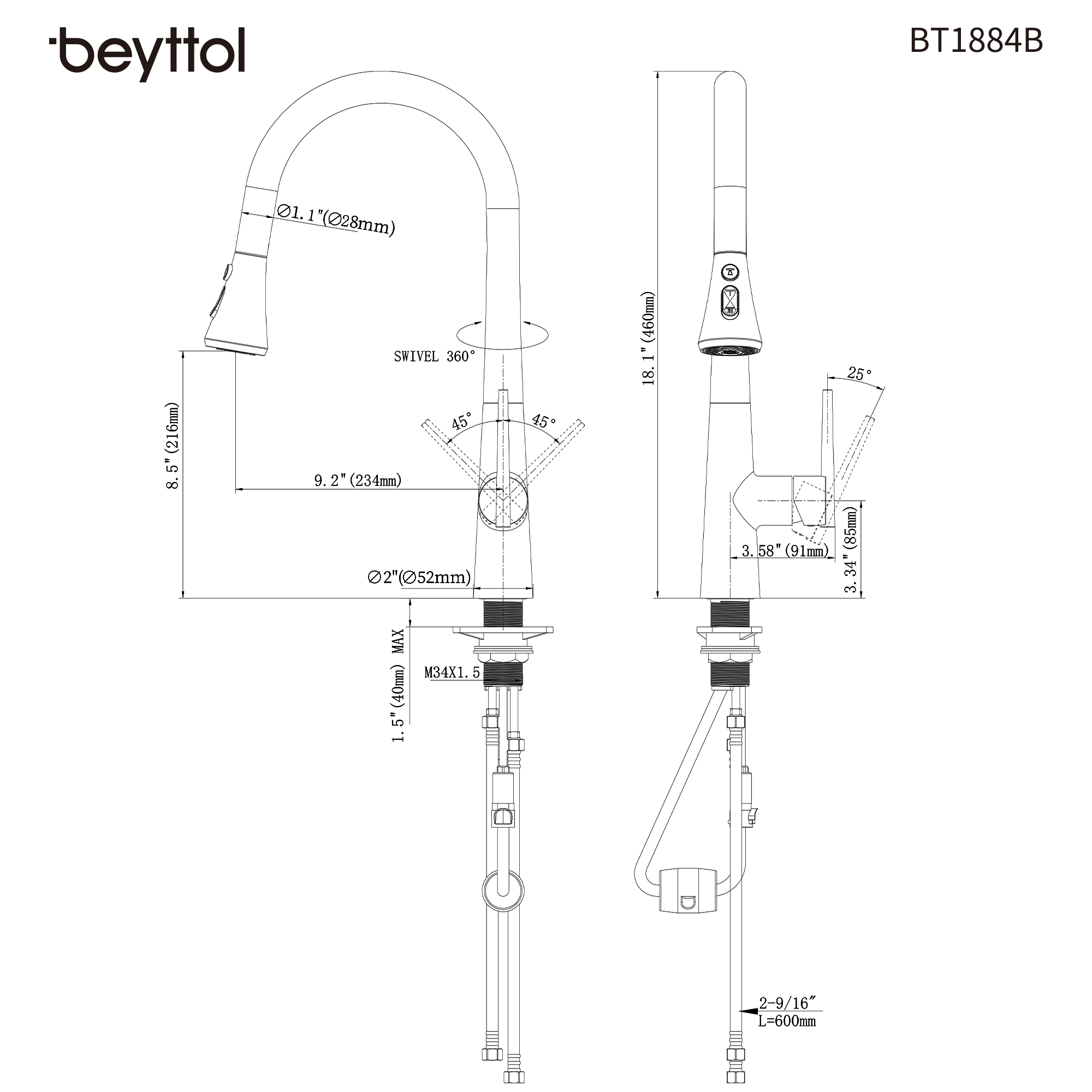 Single Handle Deck Mounted High Arc Brass Kitchen Faucet with Soap Dispenser