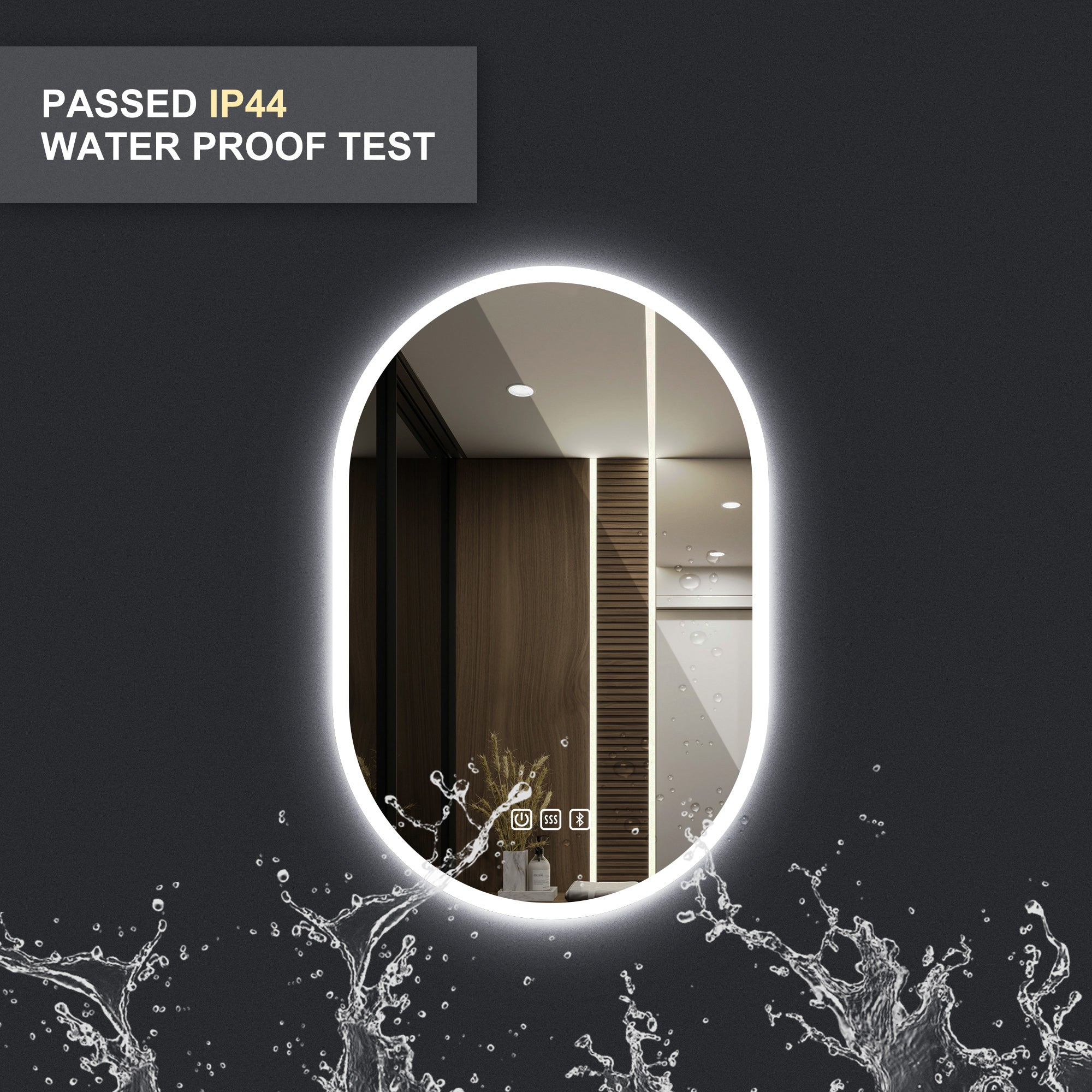 24 in. W x 35 in. H Large Oval Frameless Wall-Mount Anti-Fog LED Light Bathroom Vanity Mirror