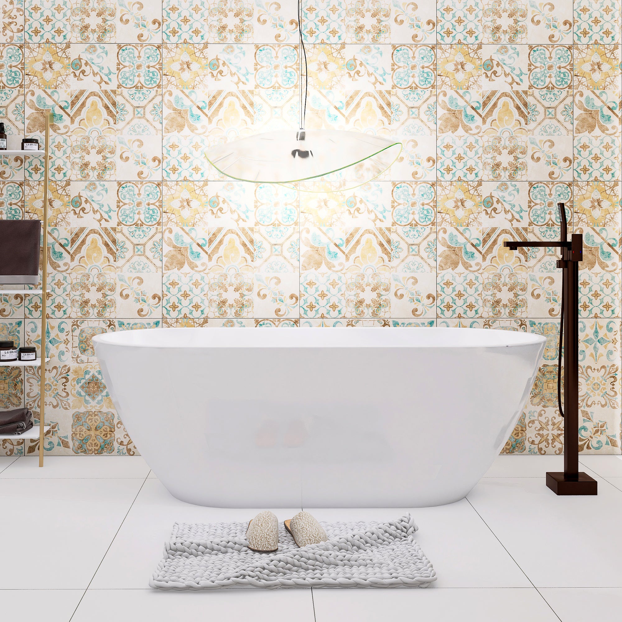 55"/59"/63"/67" Acrylic Freestanding Soaking Bathtub with Drain