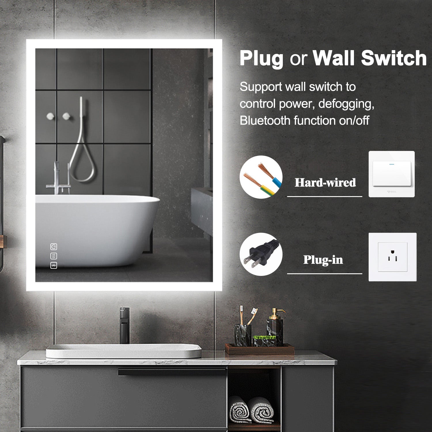 24 in. W x 35 in. H Large Oval Frameless Wall-Mount Anti-Fog LED Light Bathroom Vanity Mirror