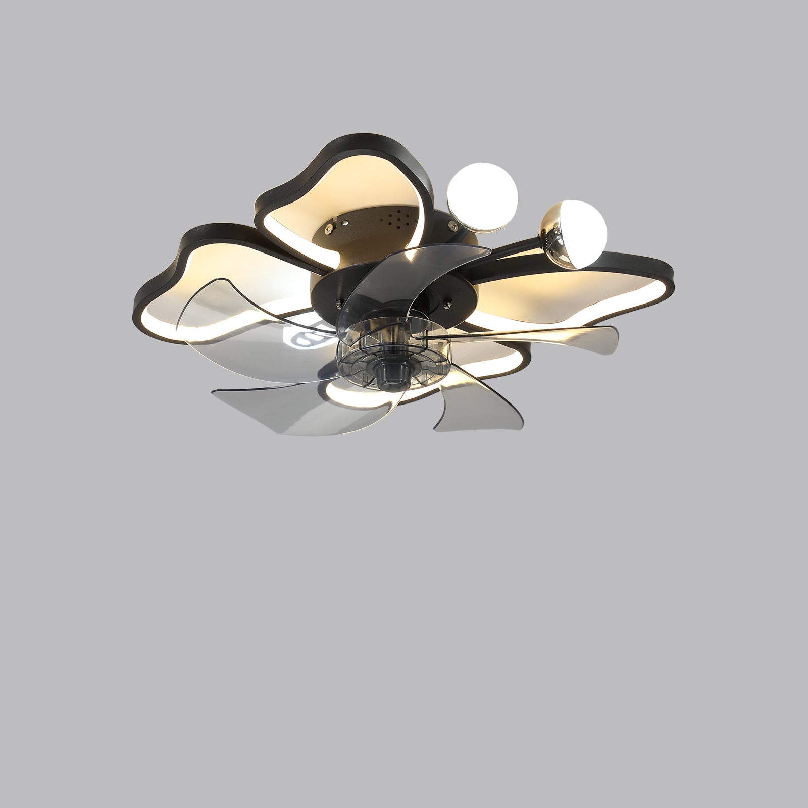 20 in. W x 6 in. H Iron Ceiling Fan in Black with LED Lights