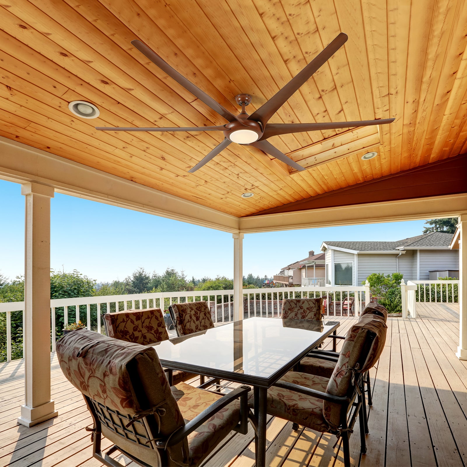 20 in. W x 6 in. H Iron Ceiling Fan in Black with LED Lights