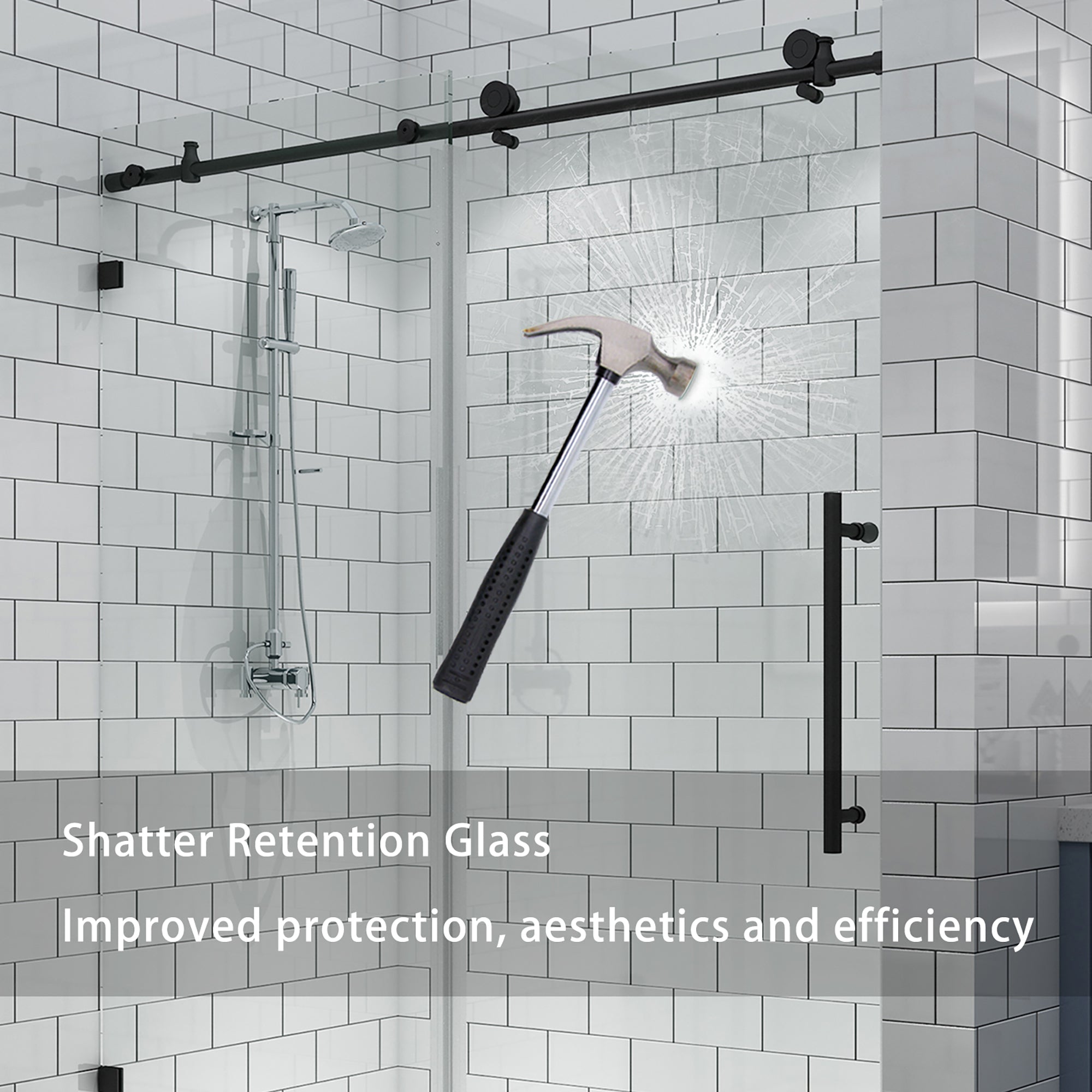 34 in. W X 72 in. H Semi-Frameless Pivot Shower Door in Matte Black with Clear Glass