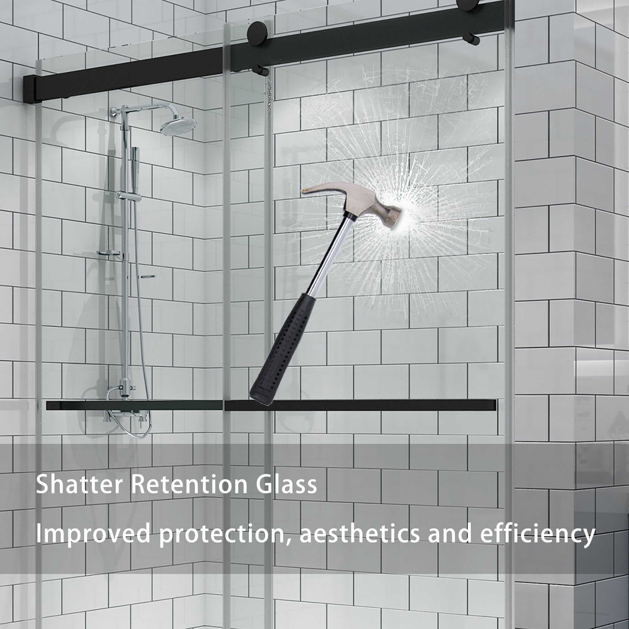 34 in. W X 72 in. H Semi-Frameless Pivot Shower Door in Matte Black with Clear Glass