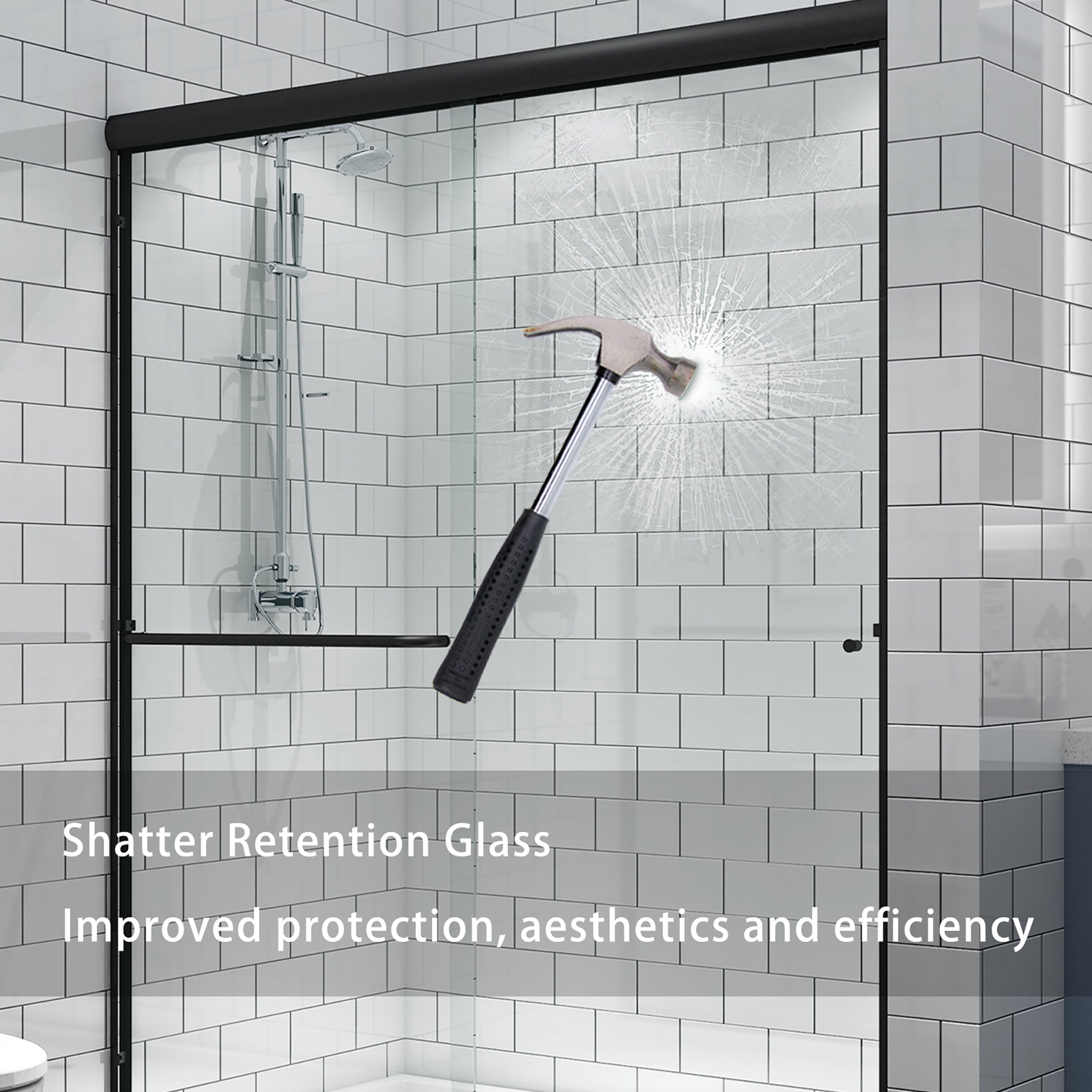34 in. W X 72 in. H Semi-Frameless Pivot Shower Door in Matte Black with Clear Glass