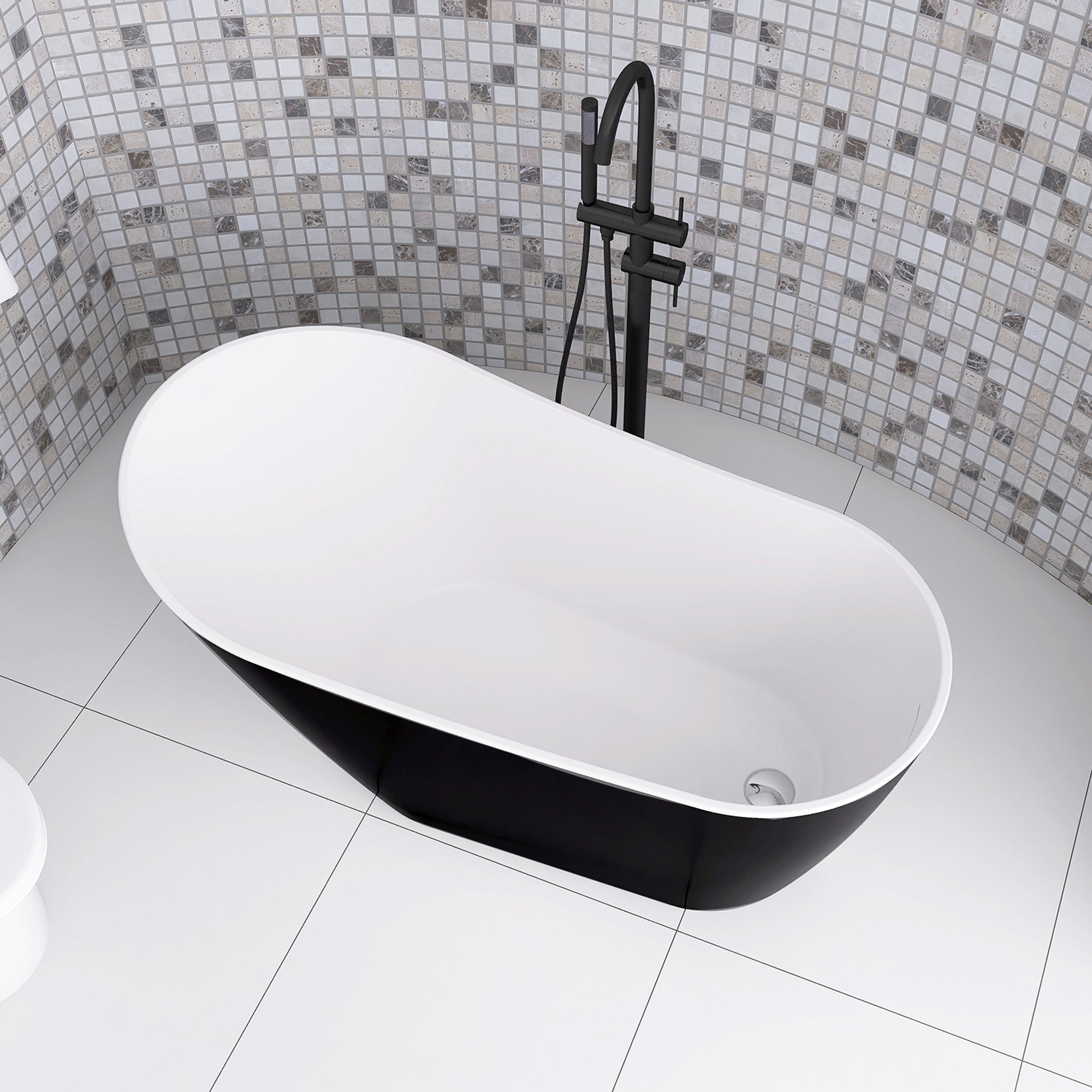 54 Inch Acrylic Freestanding Soaking Bathtub with Overflow