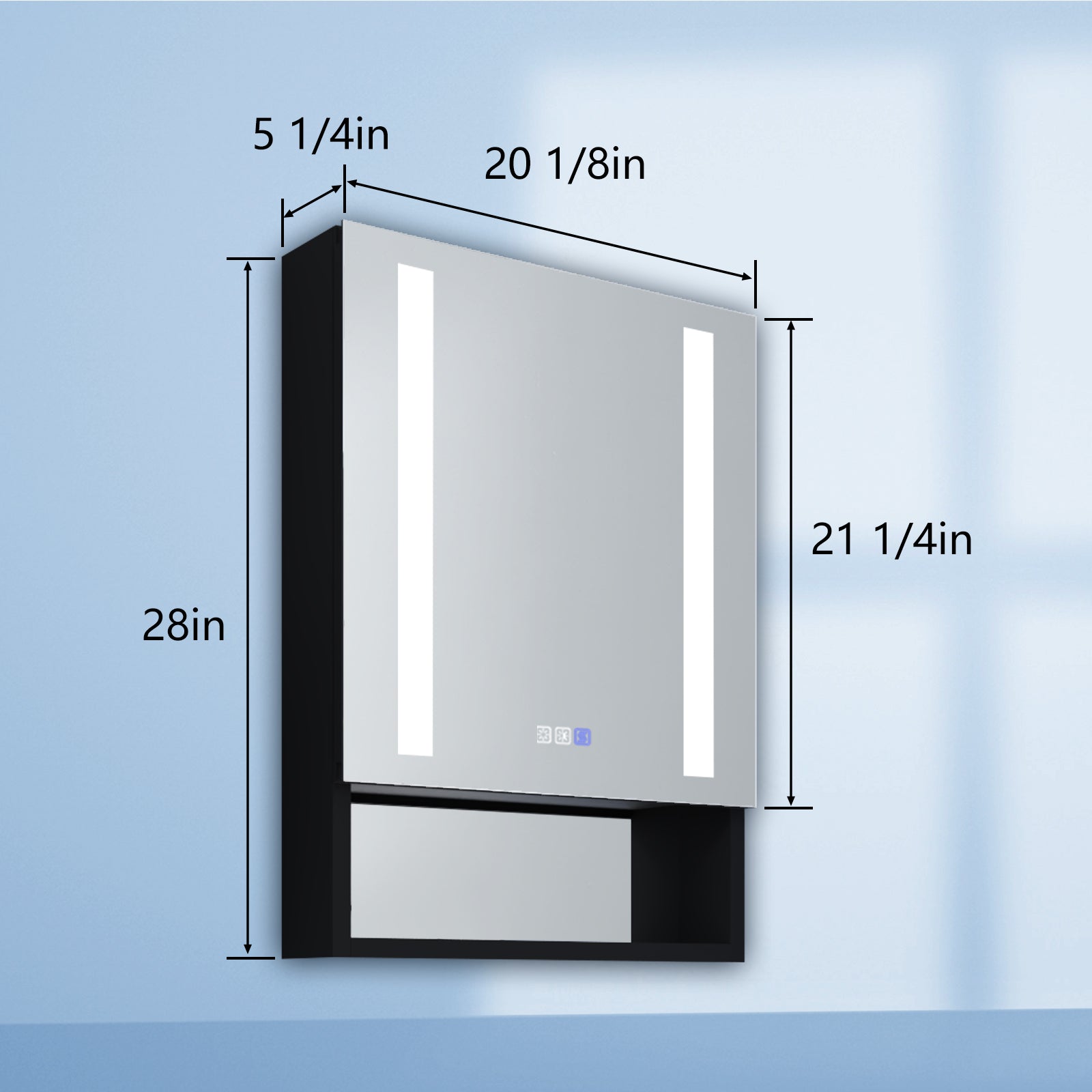 2Aluminum Surface/Recessed Mount Medicine Cabinet with Mirror, Outlet and Lights