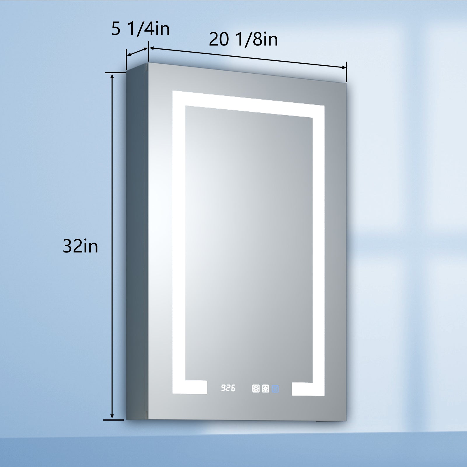 Aluminum Surface Mount/Recessed LED Medicine Cabinet with Mirror,  Outlet and Shelves