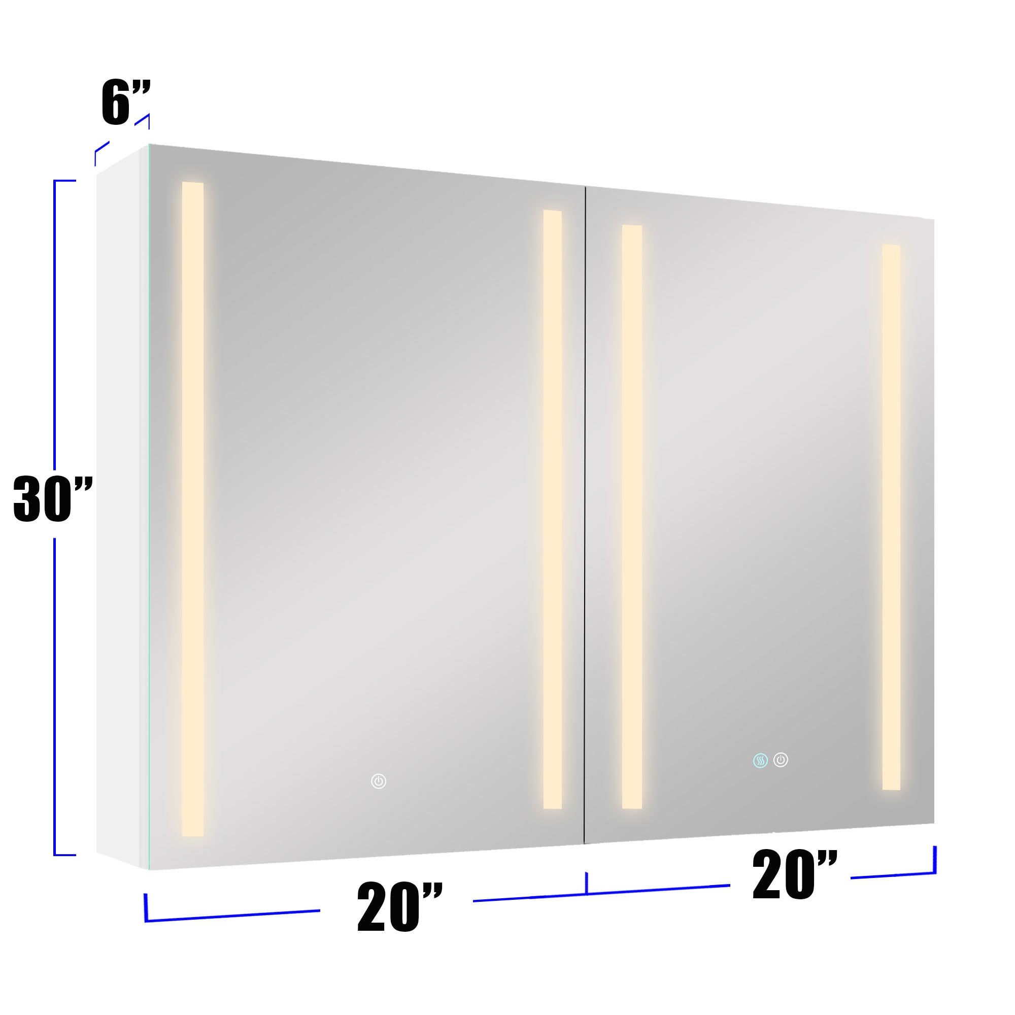 40 in. W x 30 in. H Aluminum Surface Mount Medicine Cabinet with Two Doors and Mirror and Glass Shelf