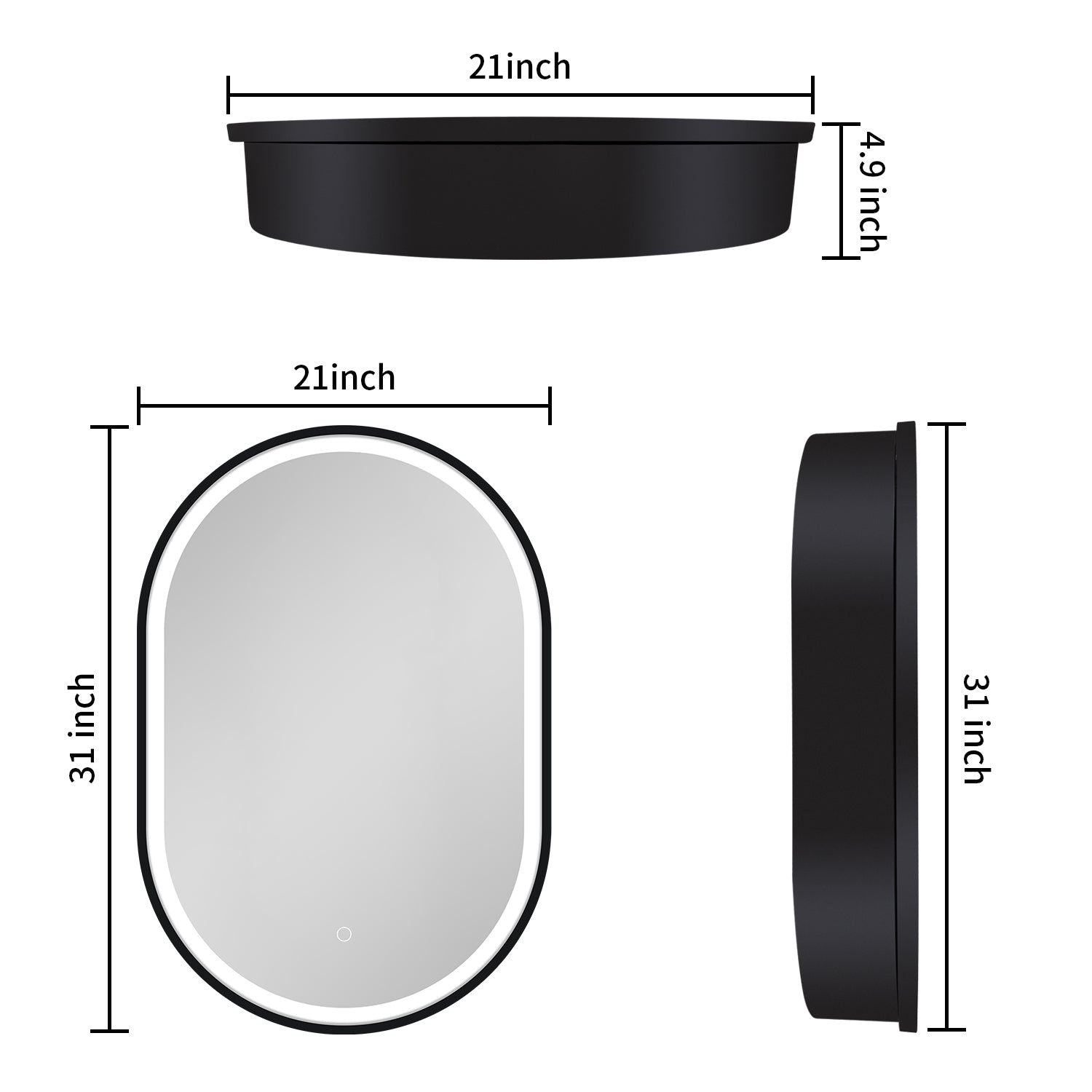 21 in. W x 31 in. H Black Framed Wall Mounted Bathroom Medicine Cabinet with LED Mirror