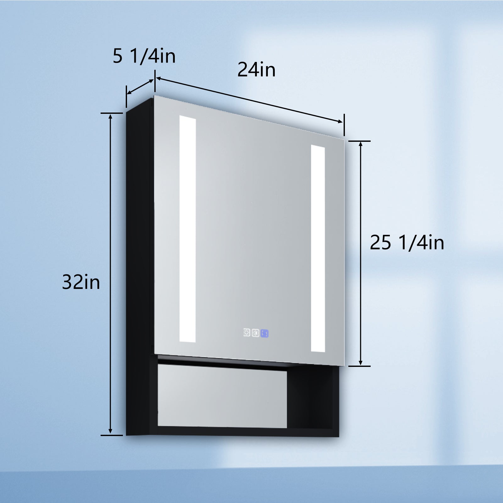 2Aluminum Surface/Recessed Mount Medicine Cabinet with Mirror, Outlet and Lights