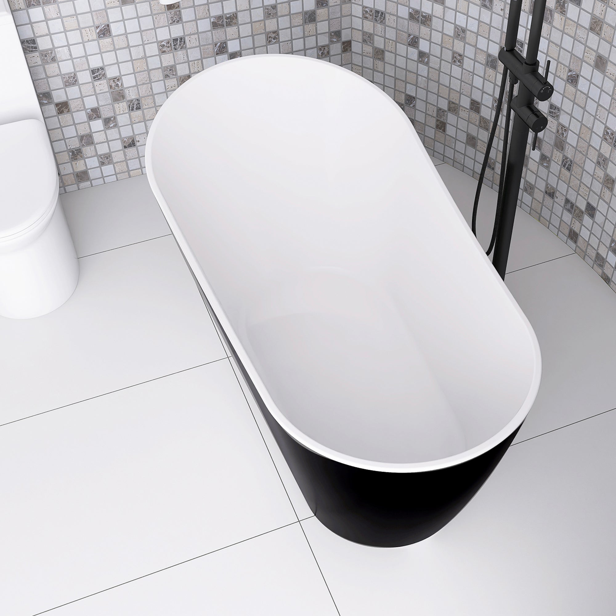 54 Inch Acrylic Freestanding Soaking Bathtub with Overflow