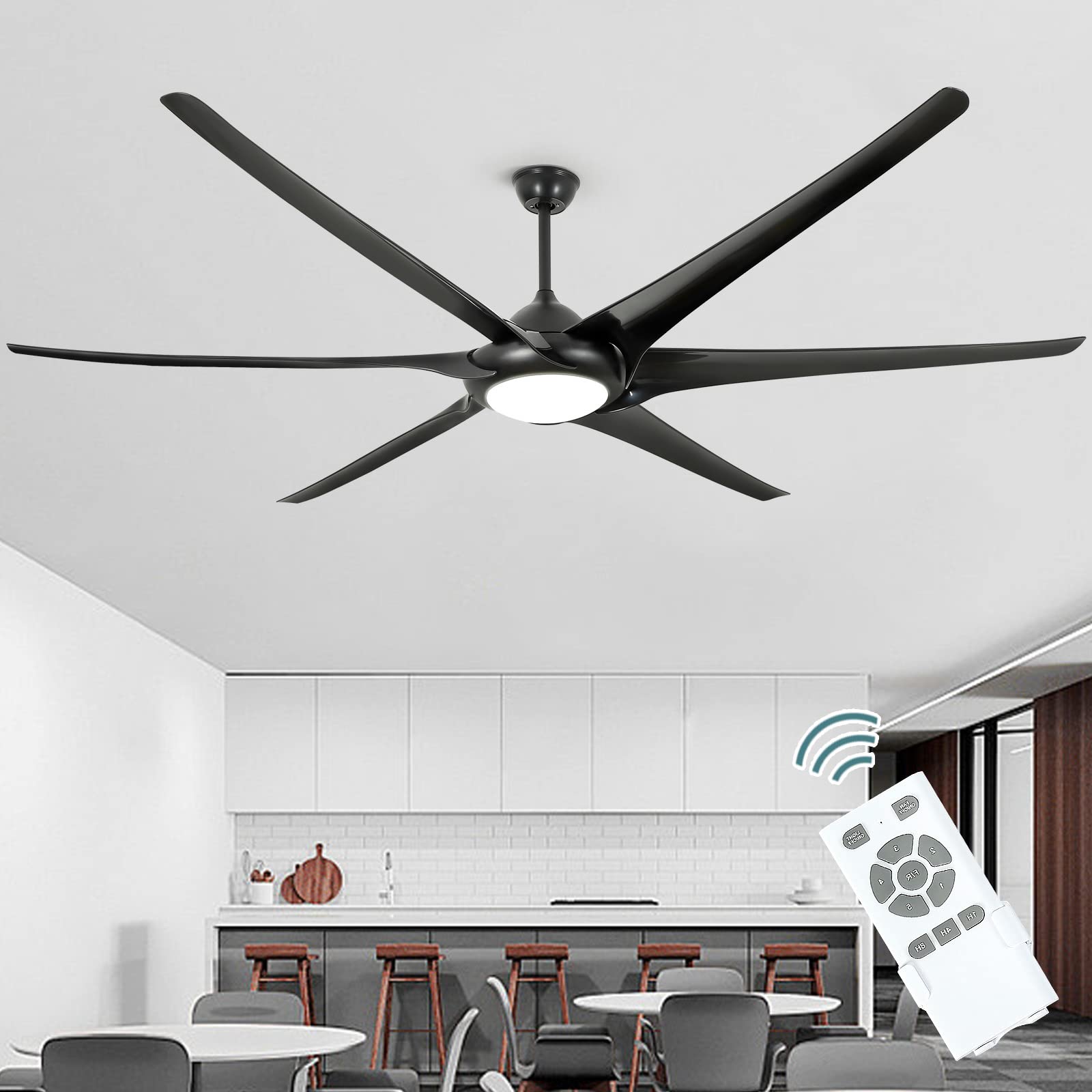 20 in. W x 6 in. H Iron Ceiling Fan in Black with LED Lights