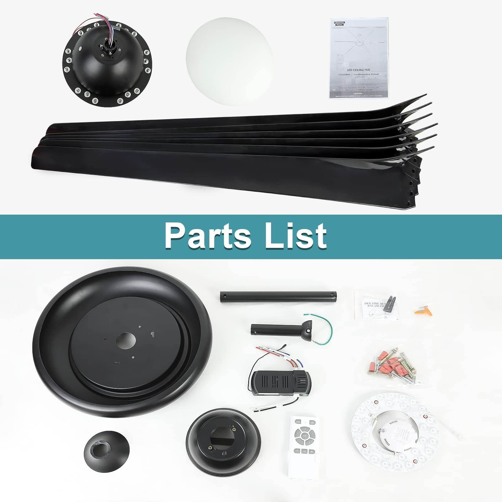 20 in. W x 6 in. H Iron Ceiling Fan in Black with LED Lights