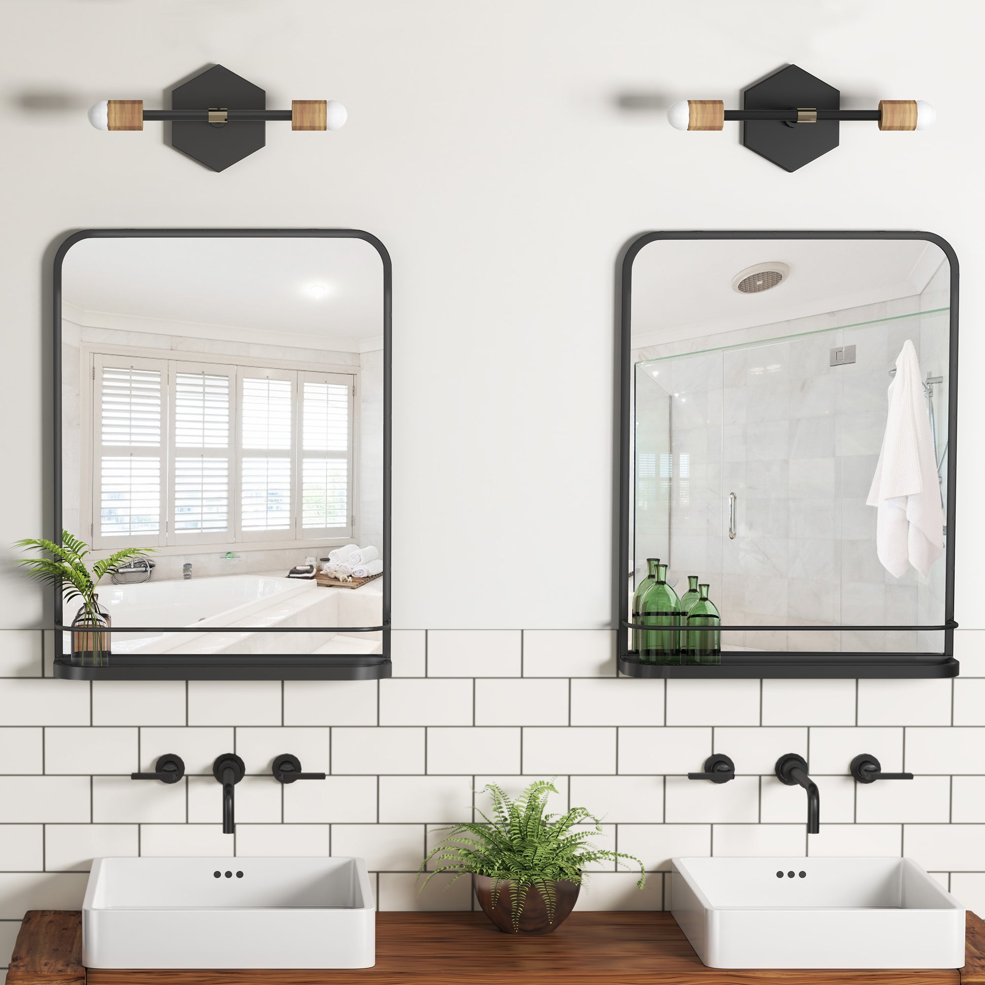 Rectangular Framed Wall Mounted Bathroom Vanity Mirror