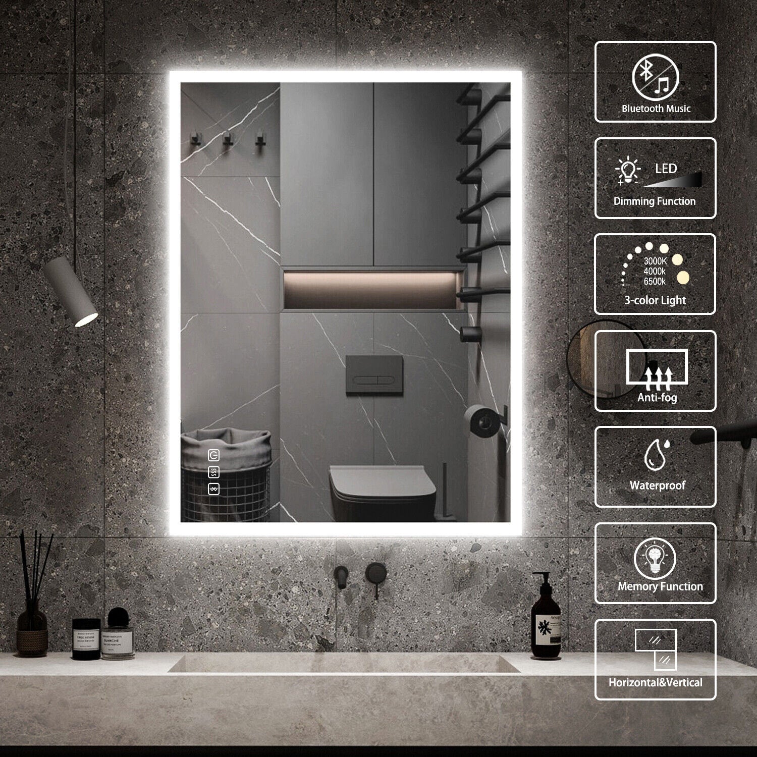 24 in. W x 35 in. H Large Oval Frameless Wall-Mount Anti-Fog LED Light Bathroom Vanity Mirror