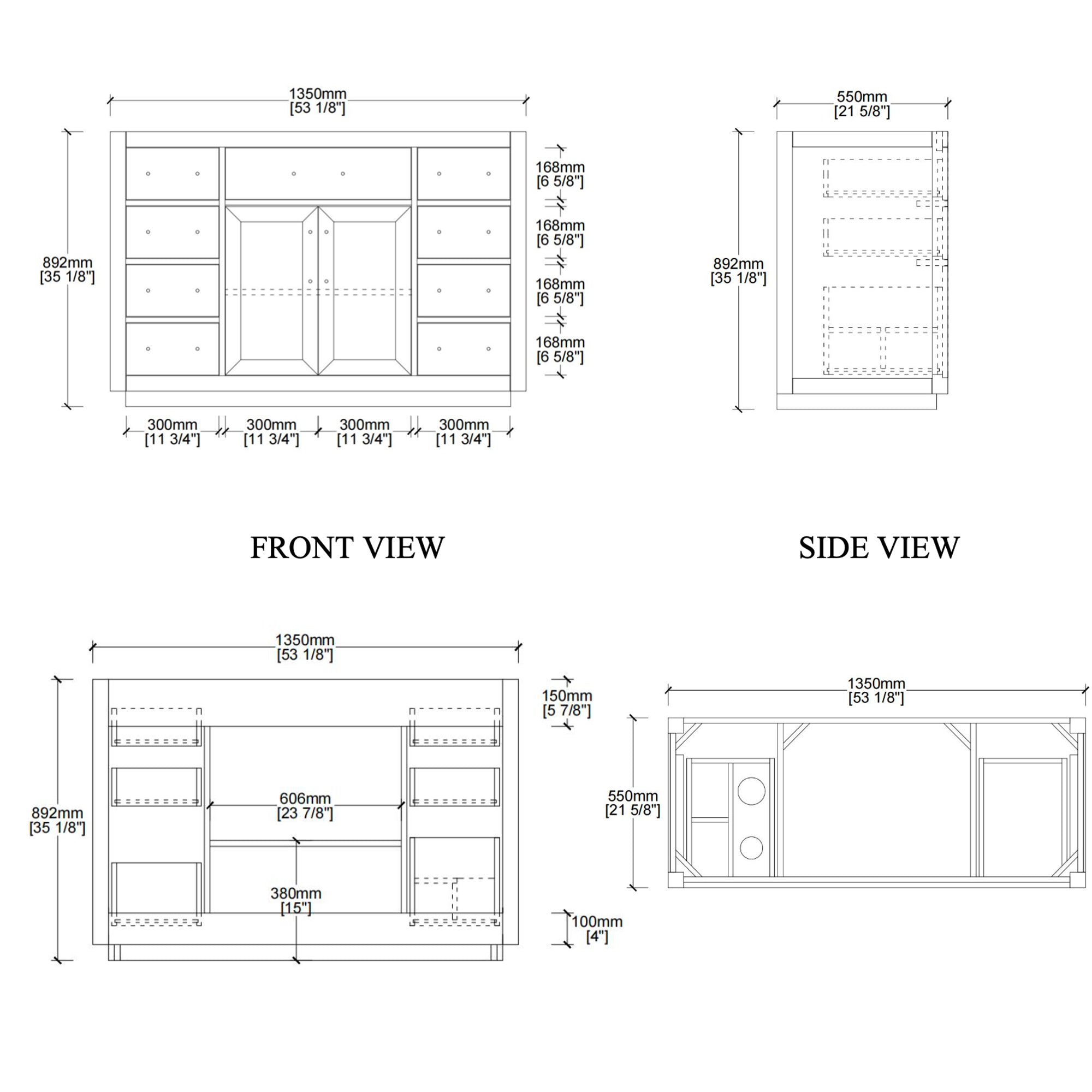 54 inch Freestanding Bathroom Vanity Set with Ceramic Sink