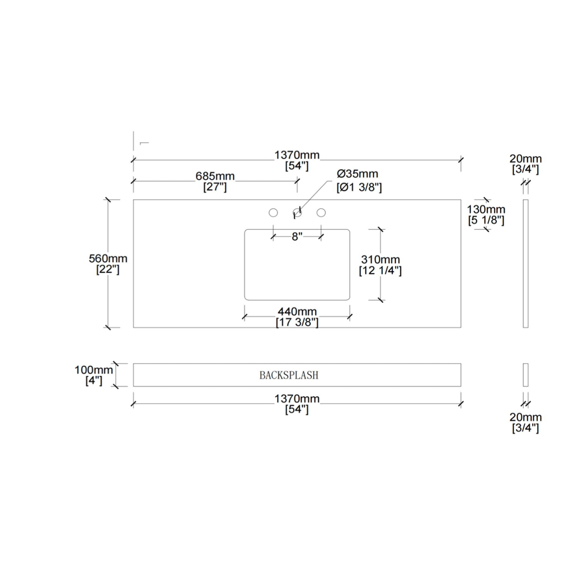 54 inch Freestanding Bathroom Vanity Set with Ceramic Sink