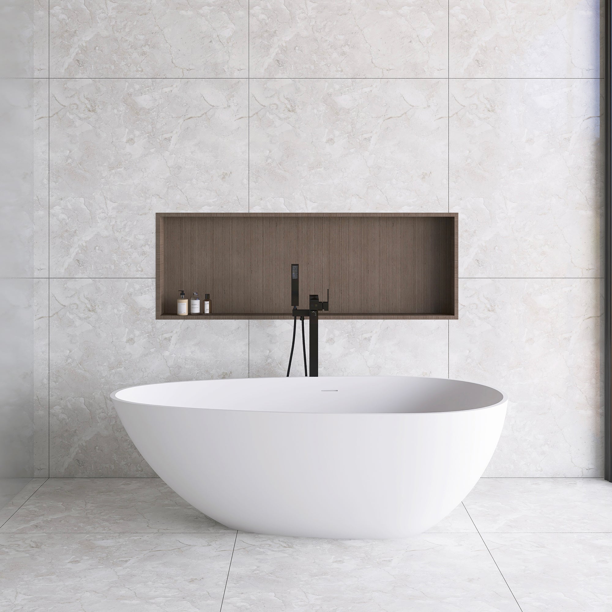 Solid Surface Freestanding Bathtub in Matte White