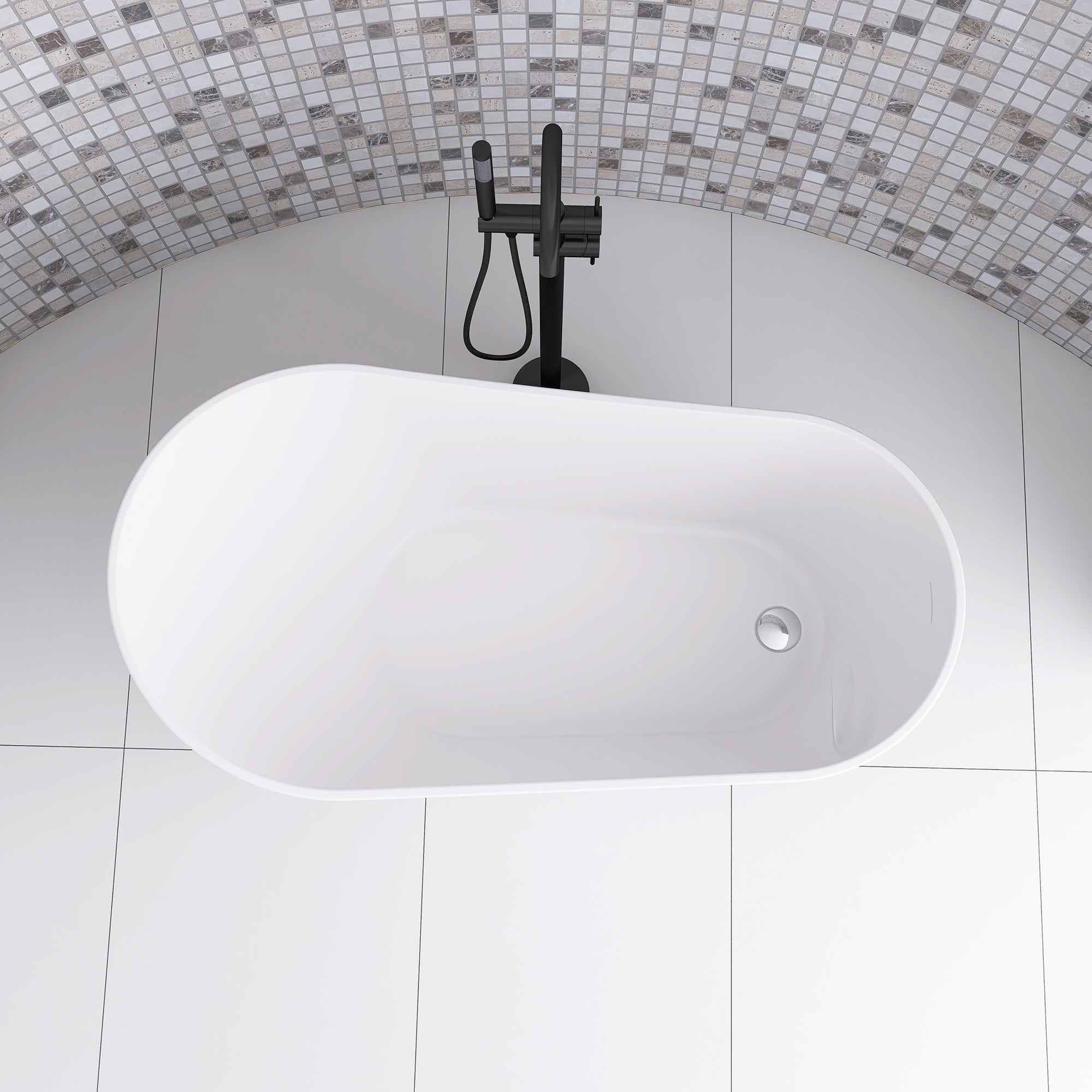 54 Inch Acrylic Freestanding Soaking Bathtub with Overflow