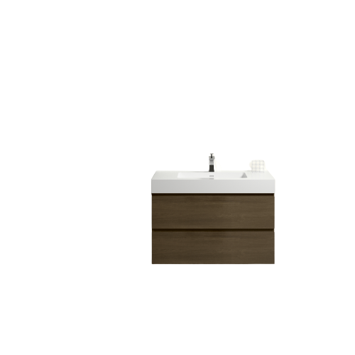 Wall-Mounted Bathroom Vanity Set with Drawer and Solid surface Sink