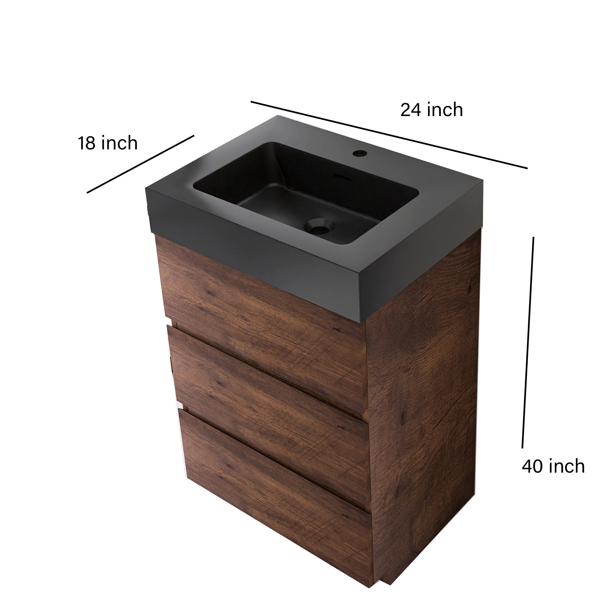 Wood Freestanding Bathroom Vanity Set with Integrated Solid Surface Sink