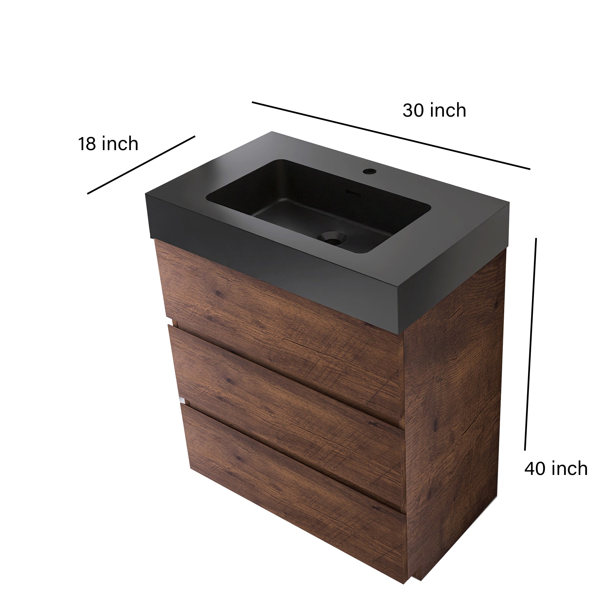 Wood Freestanding Bathroom Vanity Set with Integrated Solid Surface Sink