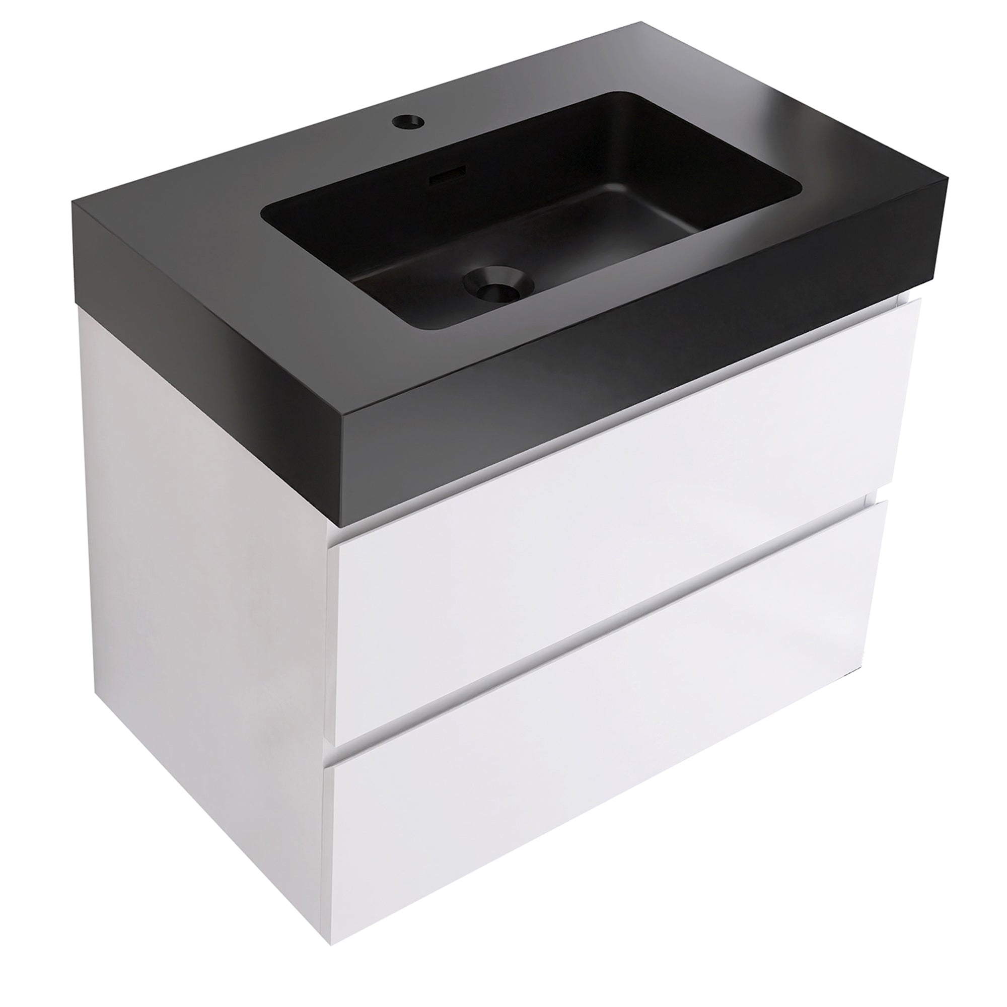 Wood Wall-Mounted Bathroom Vanity Set with Integrated Solid Surface Sink