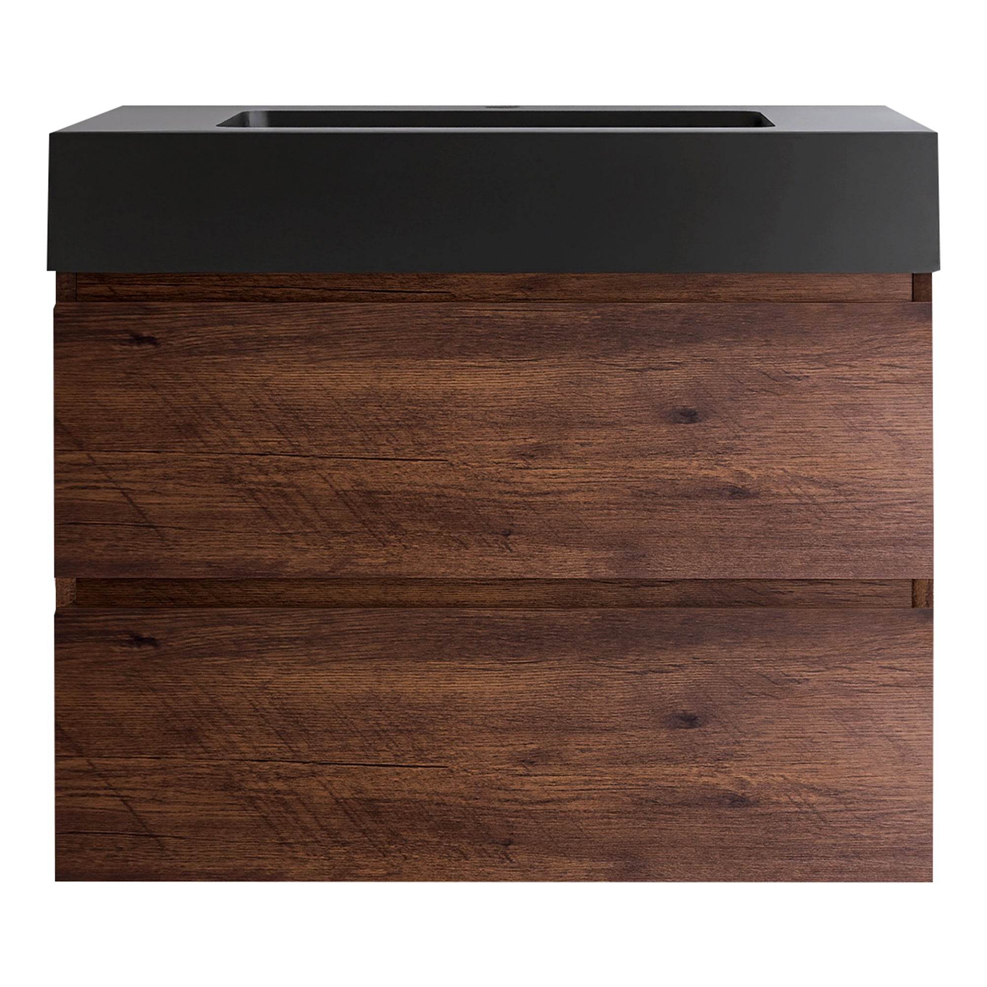 Wood Wall-Mounted Bathroom Vanity Set with Integrated Solid Surface Sink