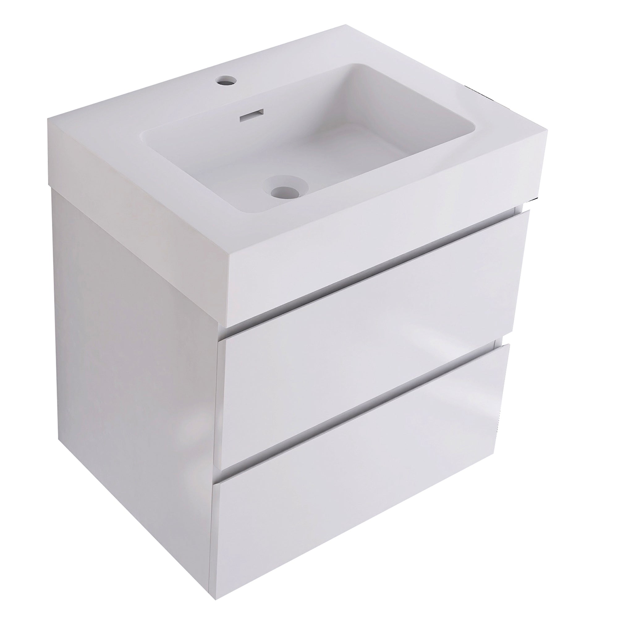 Wood Wall-Mounted Bathroom Vanity Set with Integrated Solid Surface Sink