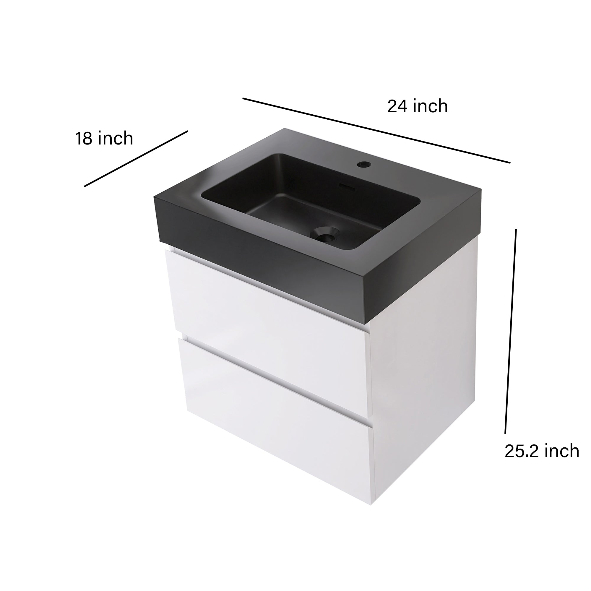 Wood Wall-Mounted Bathroom Vanity Set with Integrated Solid Surface Sink