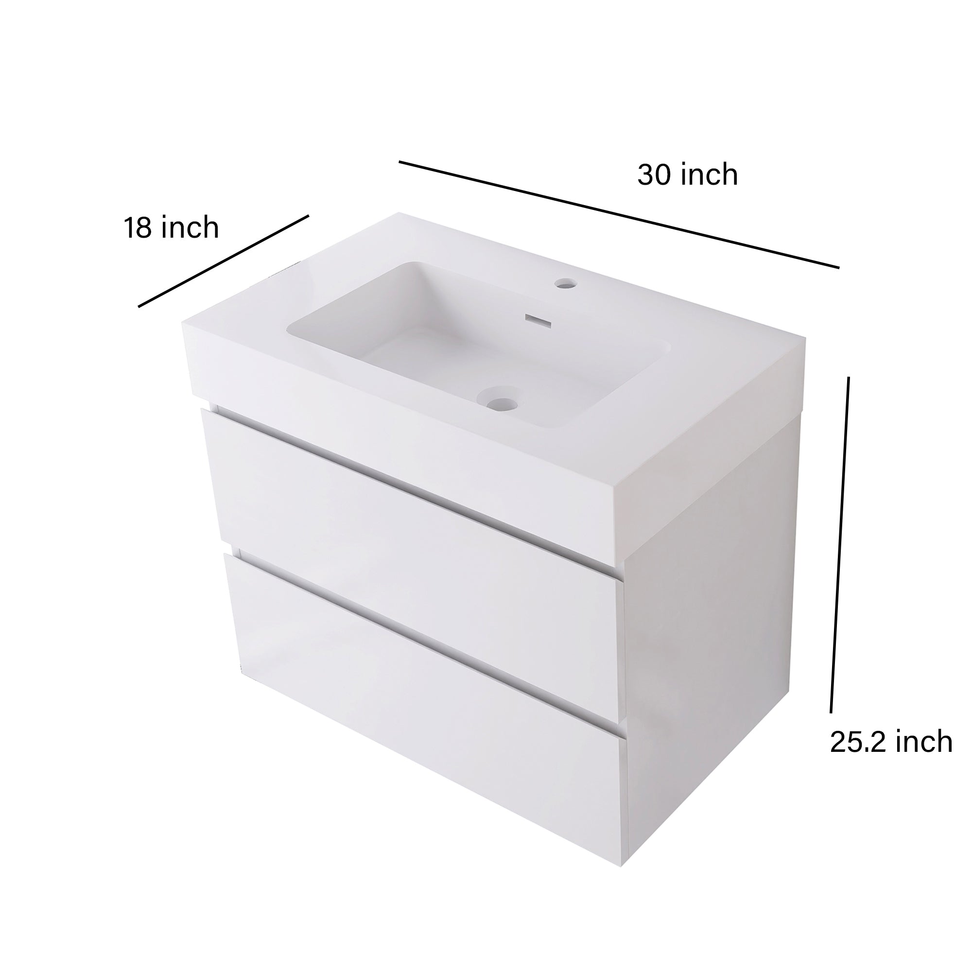 Wood Wall-Mounted Bathroom Vanity Set with Integrated Solid Surface Sink