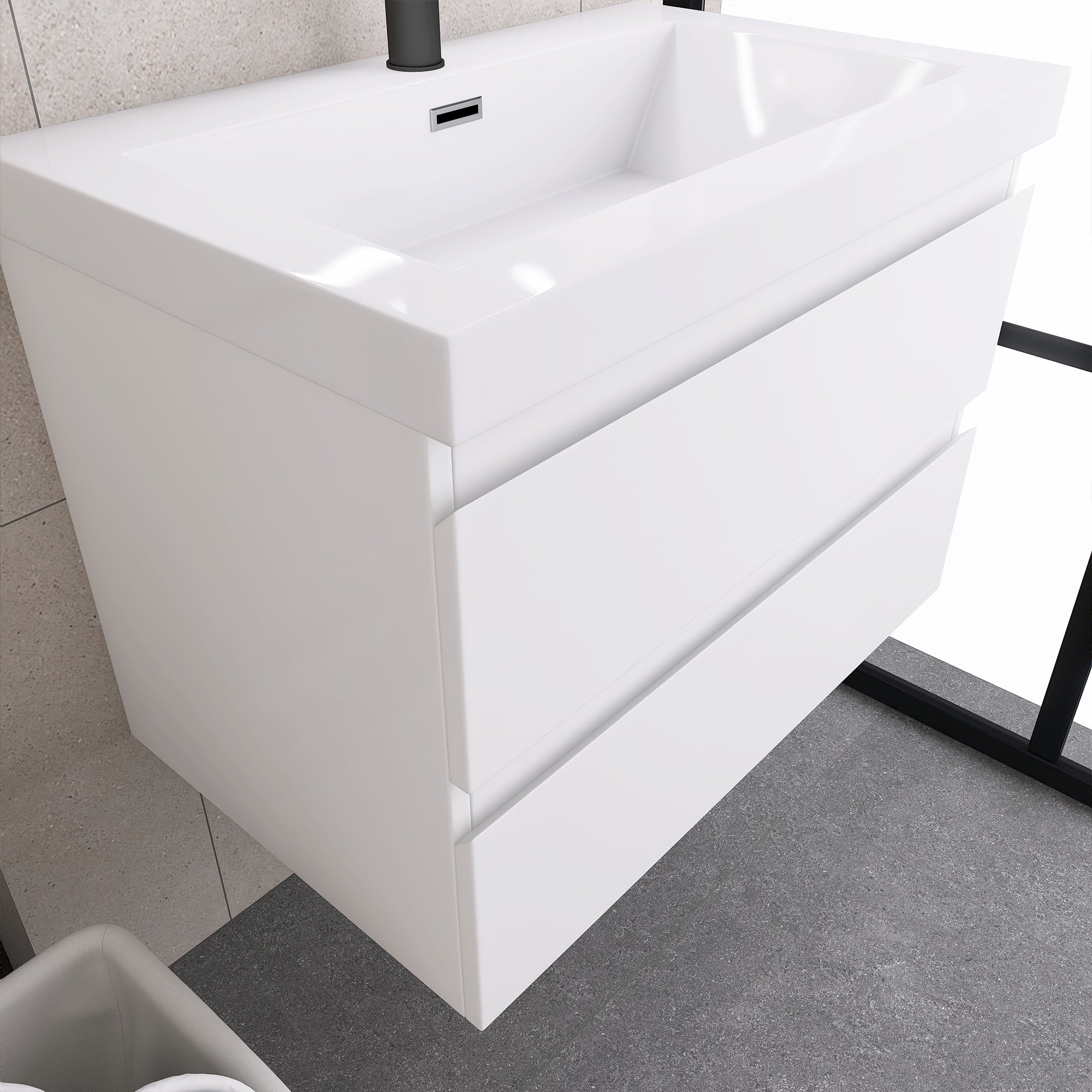 Staykiwi Wall-Mounted 2-drawer Bathroom Vanity Set with Integrated Resin Sink